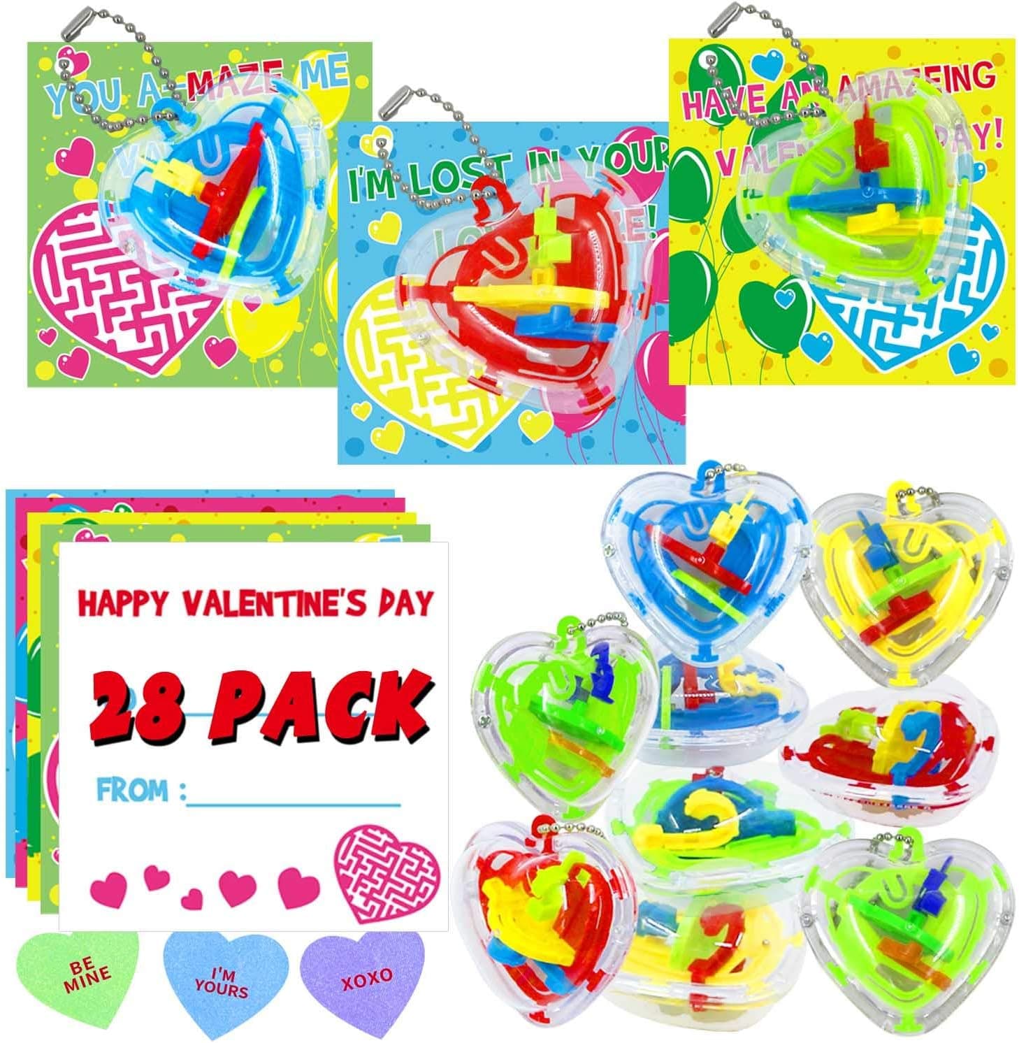 28 Pcs 3D Heart Shape Maze Puzzle Games Perfect Gift Choice for Children Party Favors