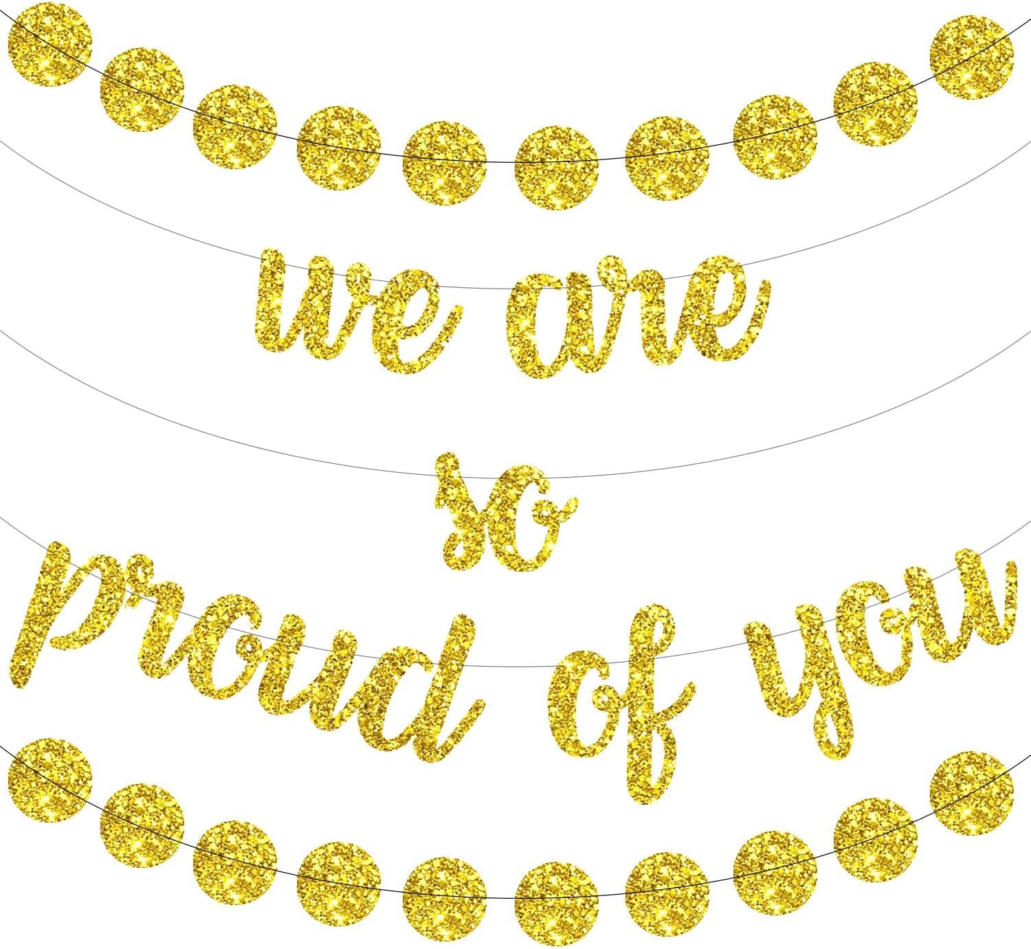 We are so Proud of You Graduation Banner - Gold Glitter Grad Party Garland for 2021 Graduation Decorations | Graduation Party Supplies 2021 | Class of 2021 Banner Party Decor for College, Office