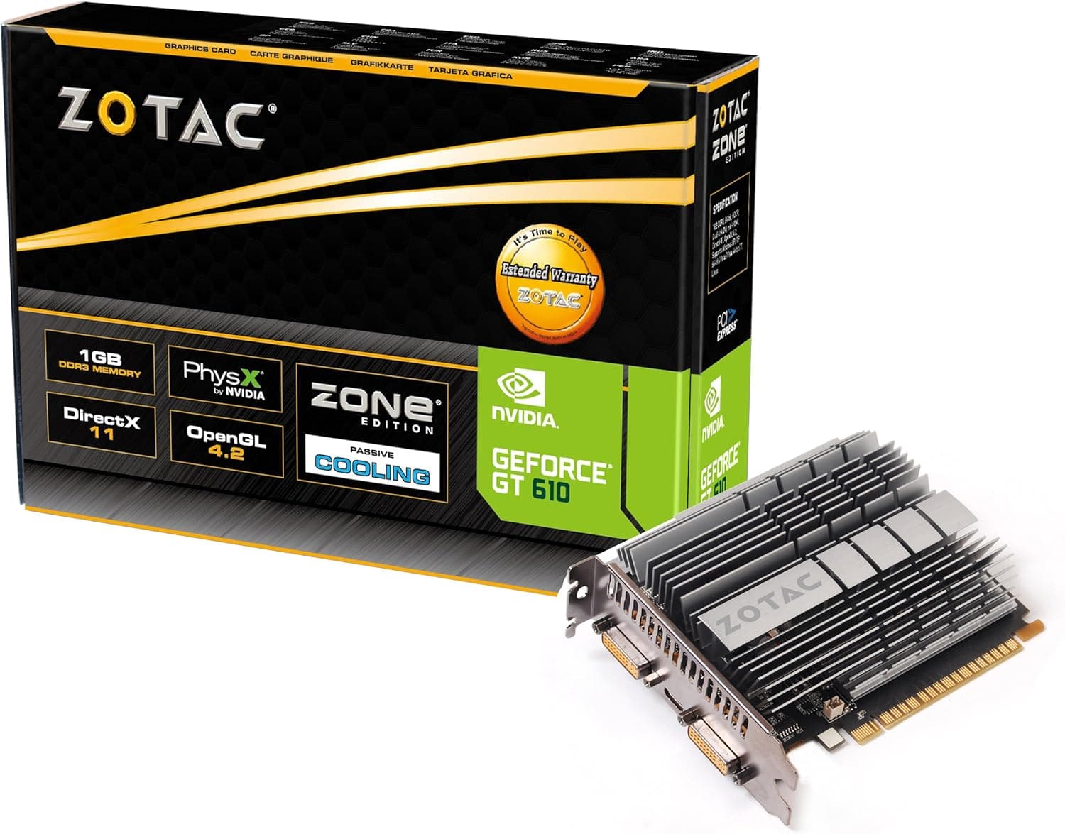 ZOTAC NVIDIA GeForce GT 610 ZONE Edition 1GB GDDR3 2DVI/Mini HDMI PCI-Express Video Card ZT-60603-20L
