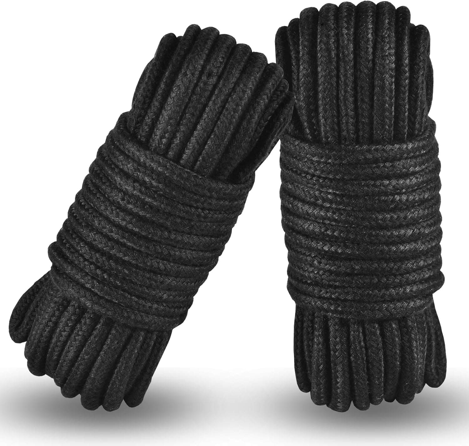Black Cotton Rope, 2 PCS Multi-Functional Durable Craft Rope-Length 32 Feet(10m), Thickness 1/3 Inch(8 mm)- Braid Utility Rope Great for Clothesline, Camping Tent, Canoes and Home Decor