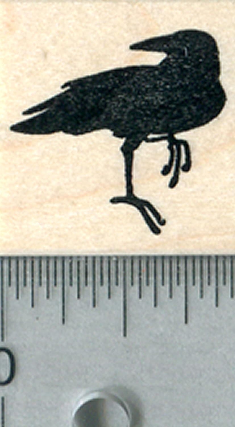 Raven Rubber Stamp, Small Black Bird, Crow