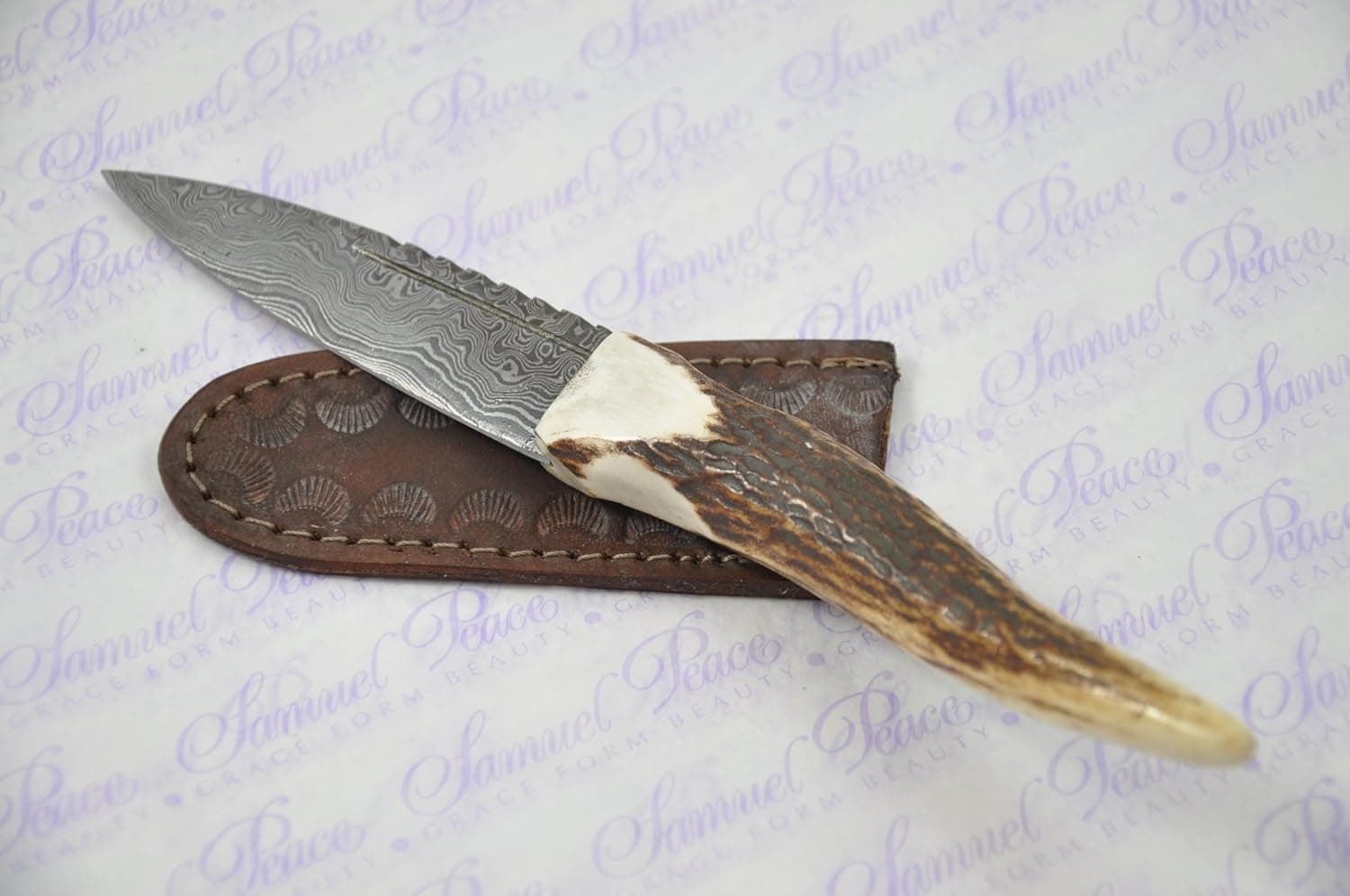New Fantastic Genuine Tyne Point Stag Horn Handle Sgian Dubh Damascus Steel Made in Sheffield England