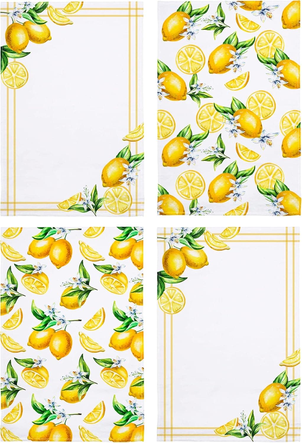 Decorada Lemon Kitchen Towels - Set of 4-20 x 30 - Made from Cotton - Lemon Kitchen Decor - Citrus & Yellow Spring & Summer Themed Dish Towels with Lemon Design Decorations - Decorative