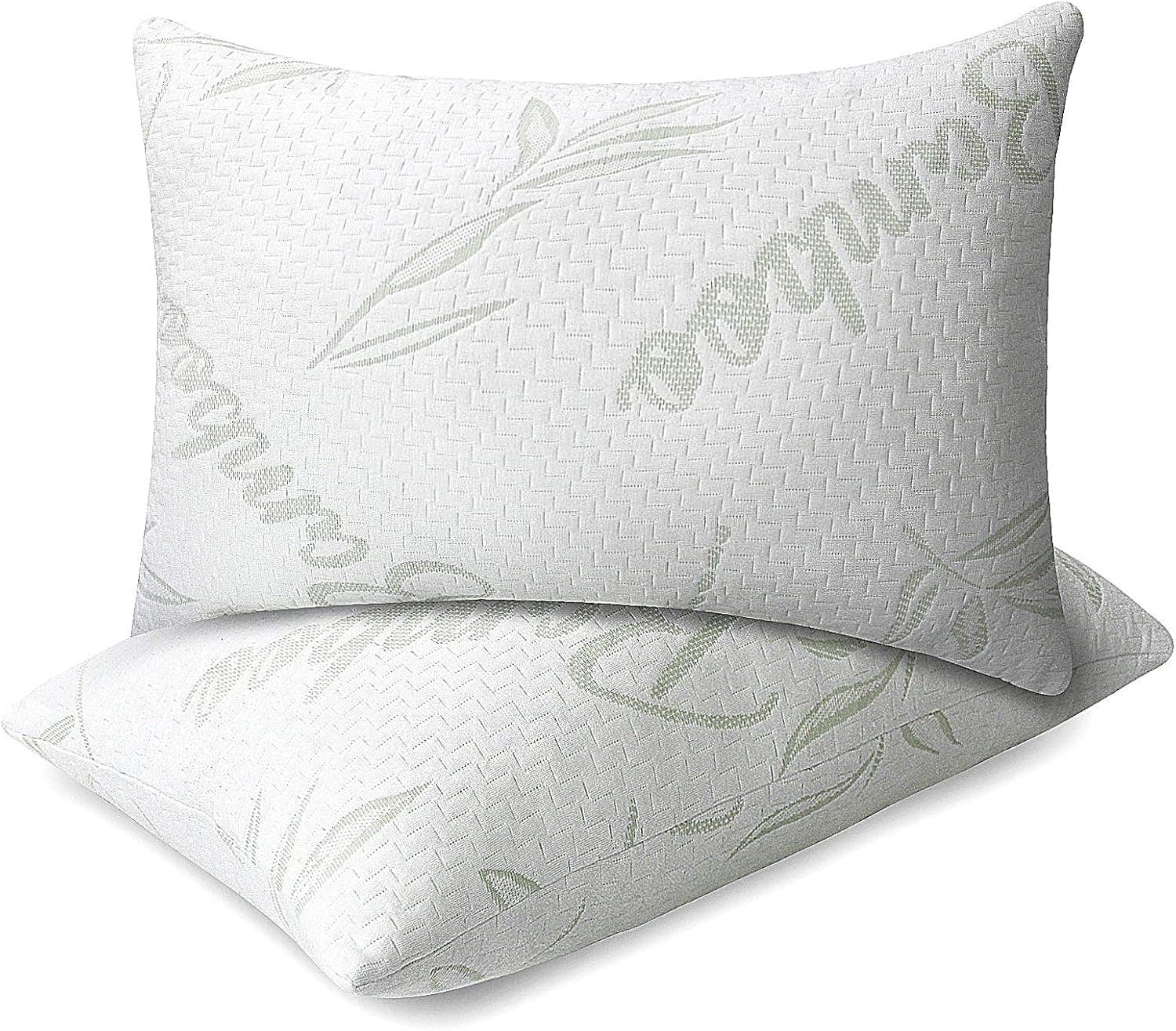 JJDANFILL Bamboo Piilow Queen Size, Shredded Memory Foam Adjustable Pillows, Firm Pillow for Sleeping, Bed Pillow for Side Back Stomach Sleepers with a Washable Breathable Bamboo Cover 20x30