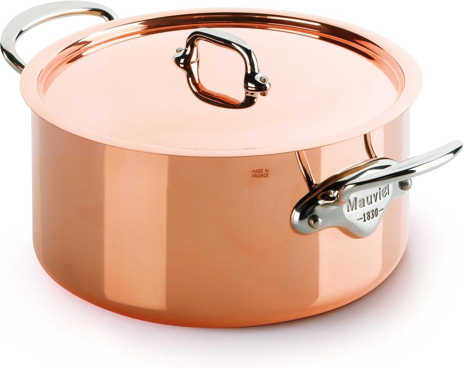 Mauviel Made In France M'heritage 150s 10.9-Quart Stewpan with Lid and Cast Stainless Steel Handle