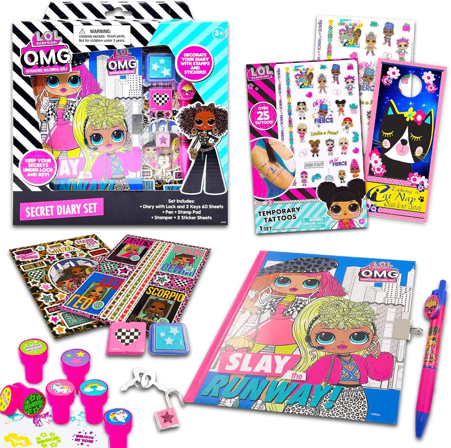LOL Dolls Diary Bundle LOL Dolls Journal Set - 9 Pc LOL Activities and Party Favors with LOL Stickers and More (LOL Dolls Accessories)