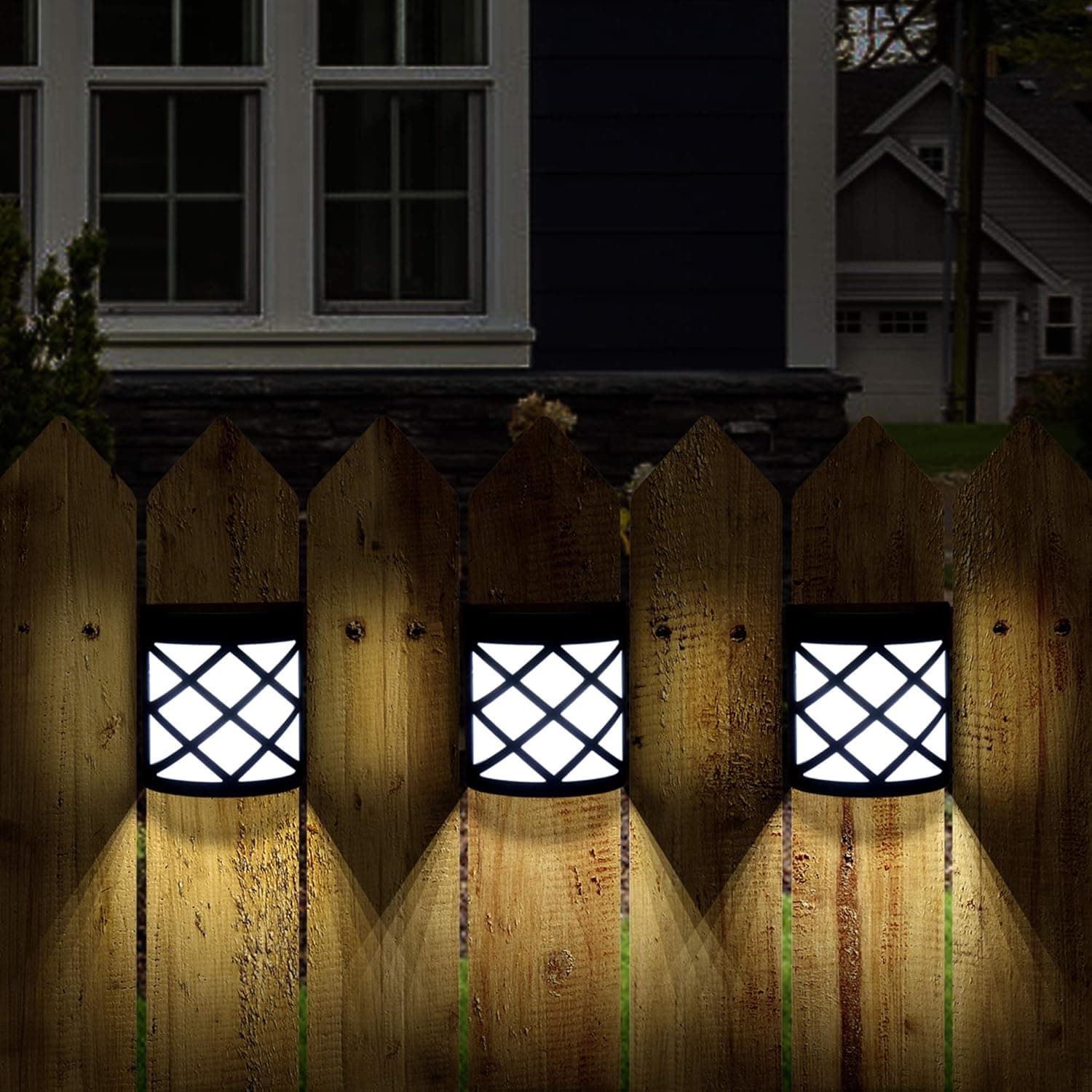 GIGALUMI 8 Pack Solar Fence Lights, Solar Deck Lights, Christmas Decoration Waterproof Automatic Decorative Outdoor Solar Wall Lights for Deck, Patio, Stairs, Yard, Path and Driveway. (Cold White)