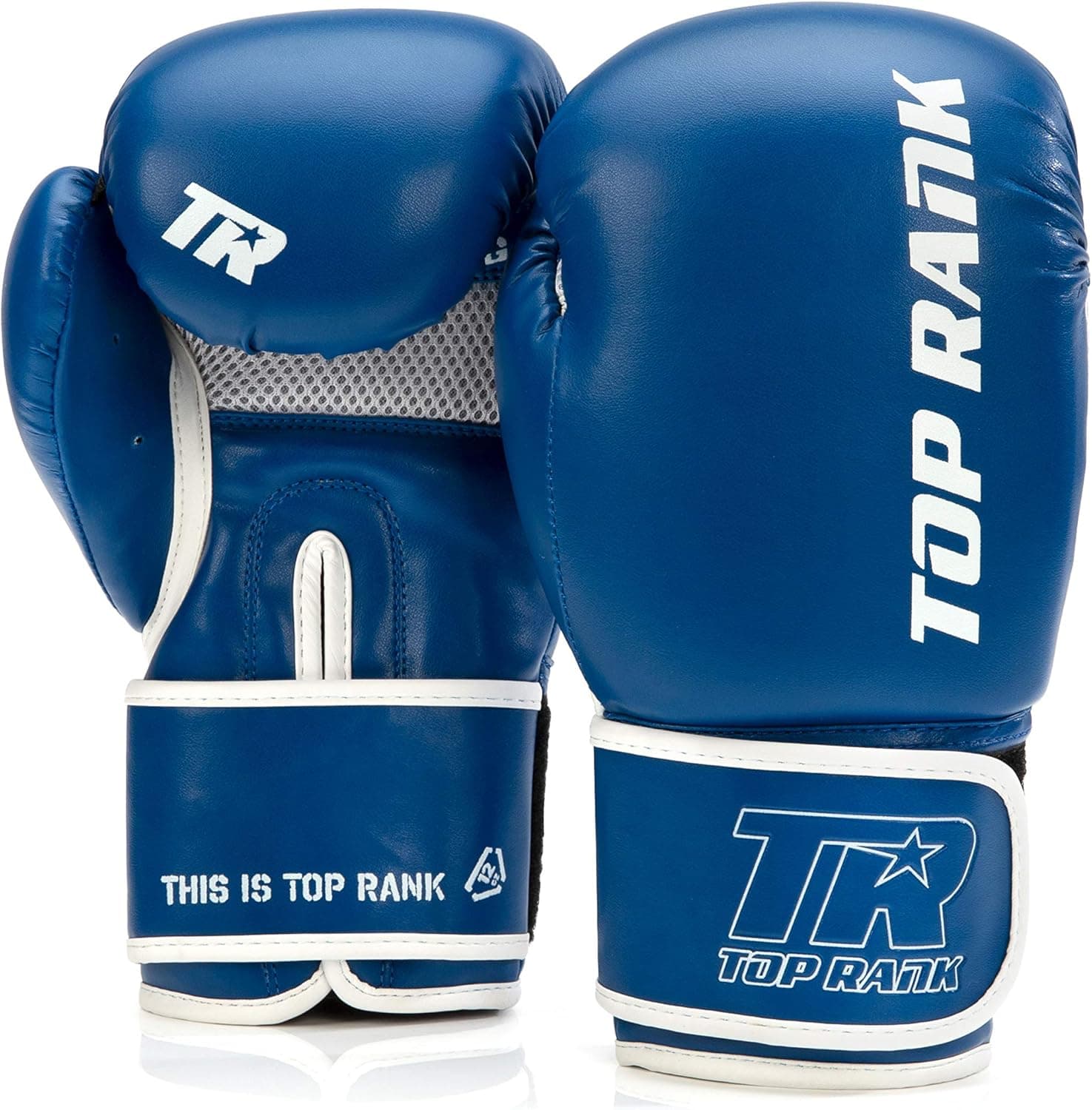 TOP RANK Contender Series Training Boxing Gloves, Molded Padding, Durable Synthetic Leather Shell, Mesh Palm, Hook and Loop Secured Pull Tab Closure, Mesh Glove Bag