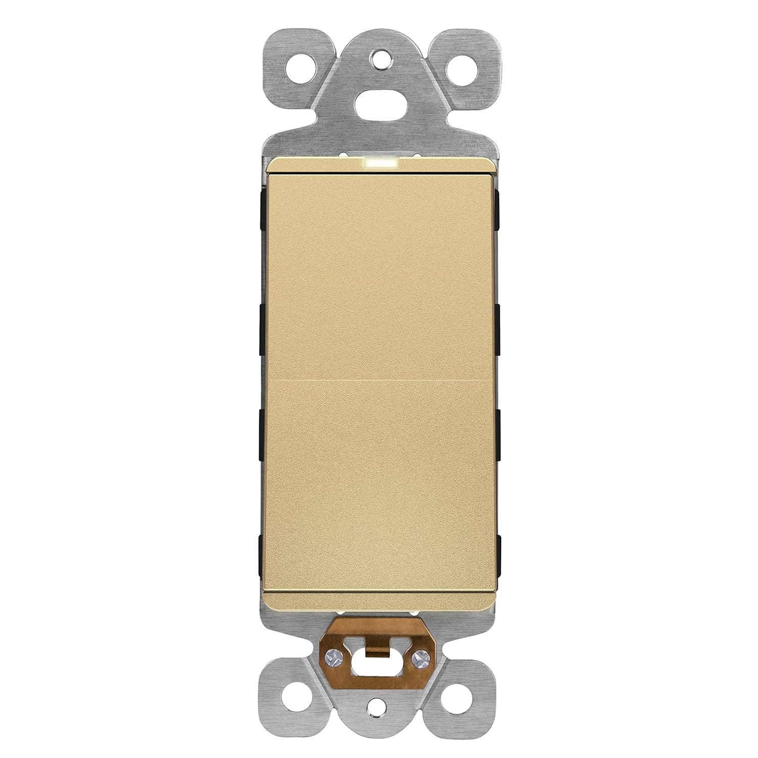 LIDER Minimalist Design Matte Finish Lighted Decorator Switch, Frameless Paddle Light Switch with Locator Light, Grounding Screw, 15A 125V, UL Listed, LS15-1P-GD, Gold