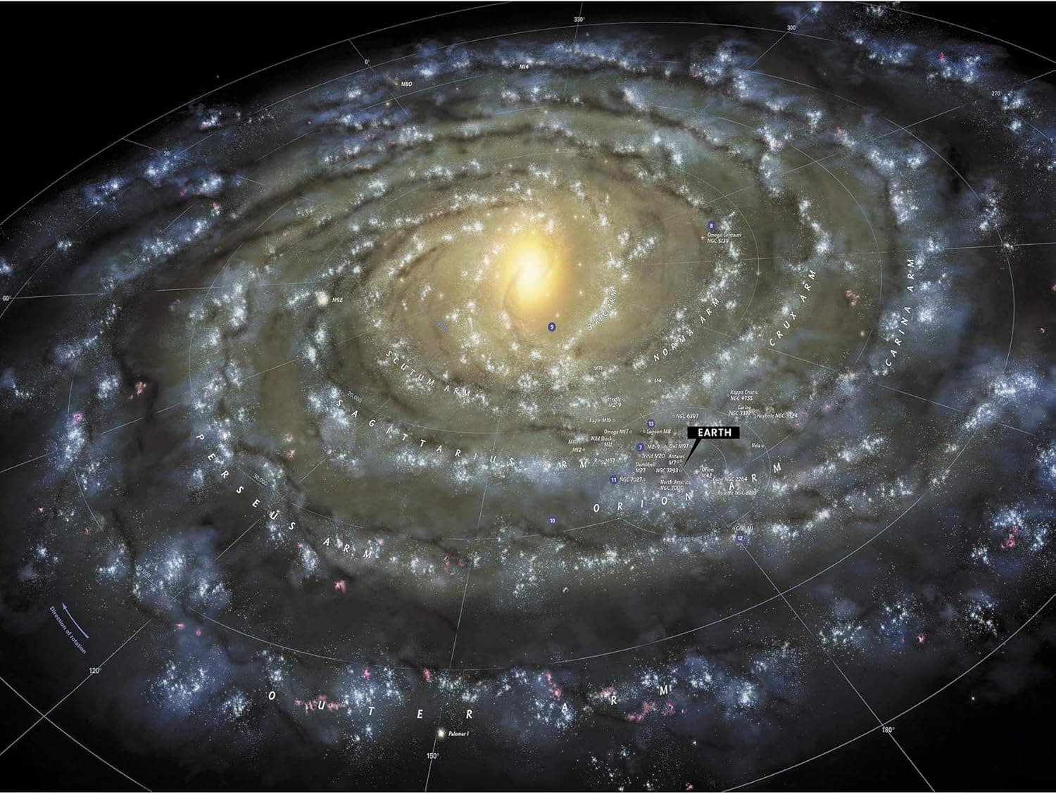 Space Map Milky Way Galaxy Spiral Stars Solar System Premium Wall Art Canvas Print 18X24 Inch