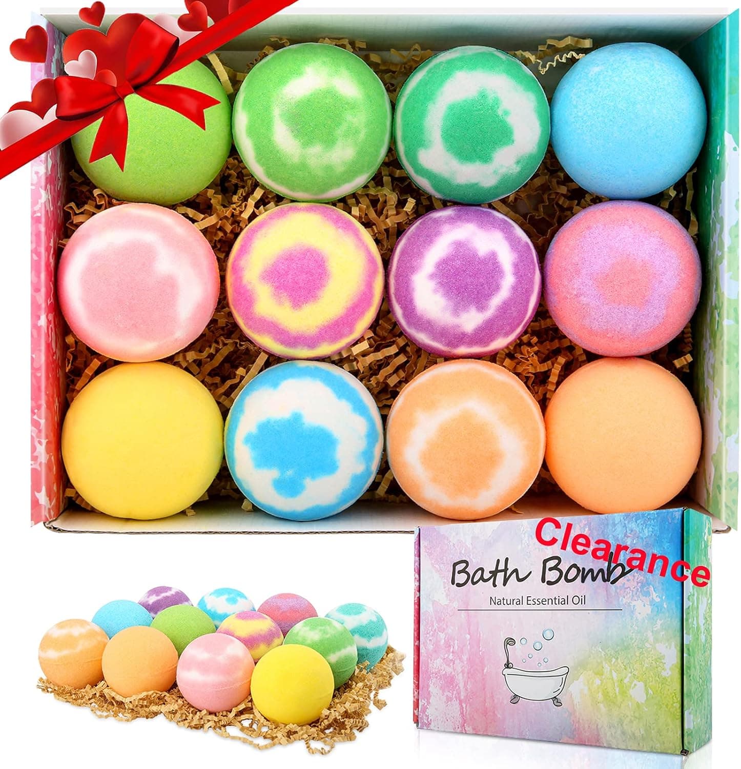 CHEPULA Bath Bombs 12 x 4.5oz Fizzies Bubble Spa Bath with Essential Oils,Sea Salt,Moisturize Skin,Extra Large Bomb Ball Best Gifts for Women,Her,Friends Easter Christmas Birthday Valentine's Day