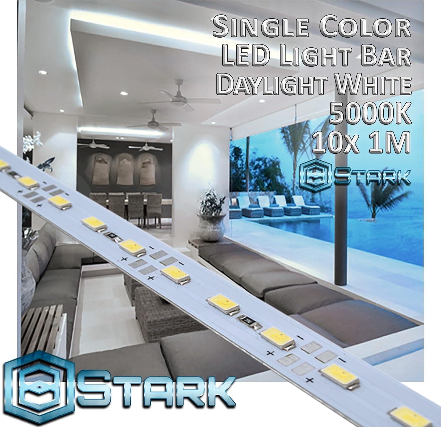 Aluminum LED Solid Strips - Interior Design Lighting - Daylight - 5000K - 10 Sets (10M/32.8FT)