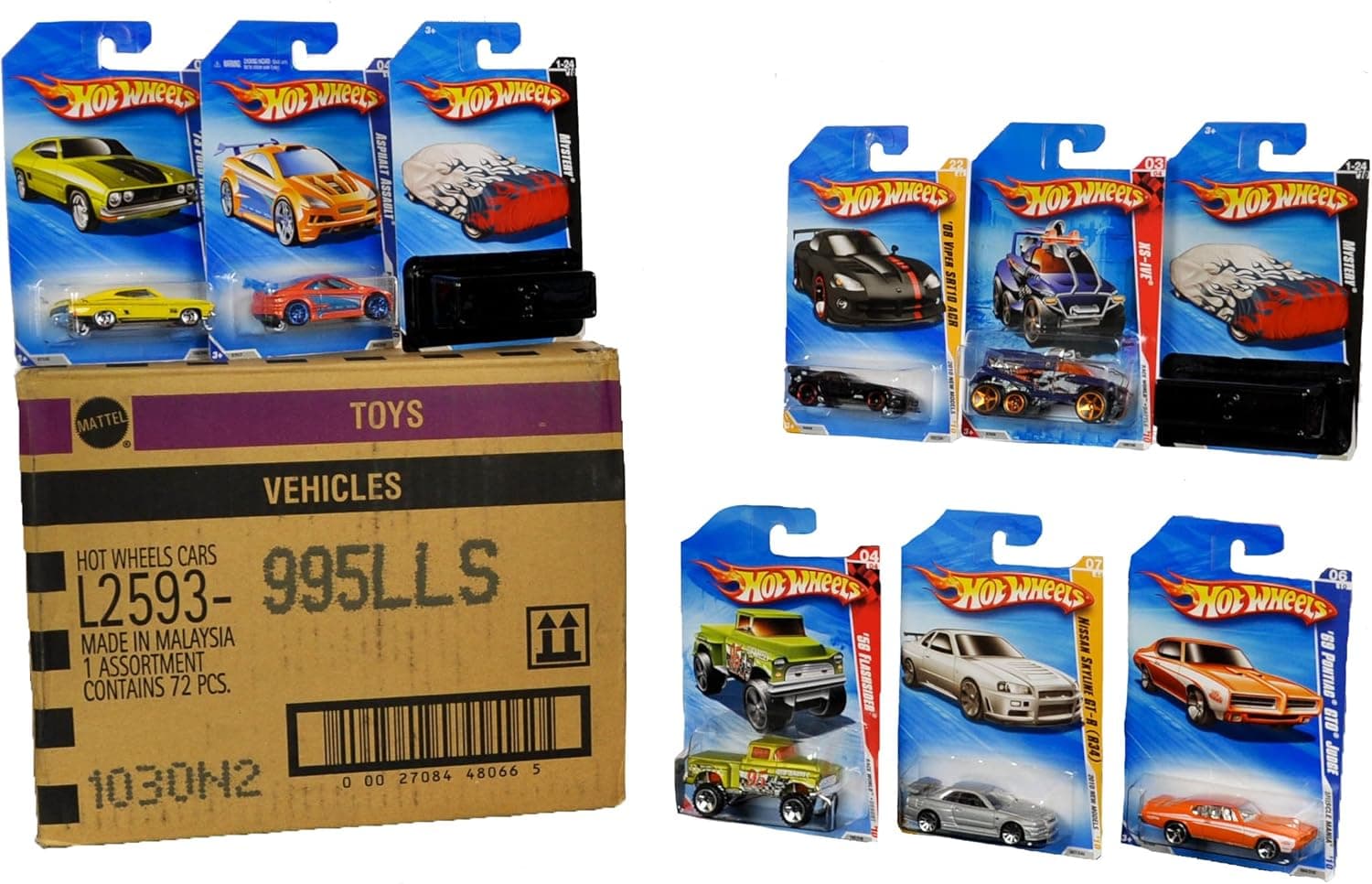 Hot Wheel Collector U.S. Basic Car 72 Pack Assortment - Mix 995L