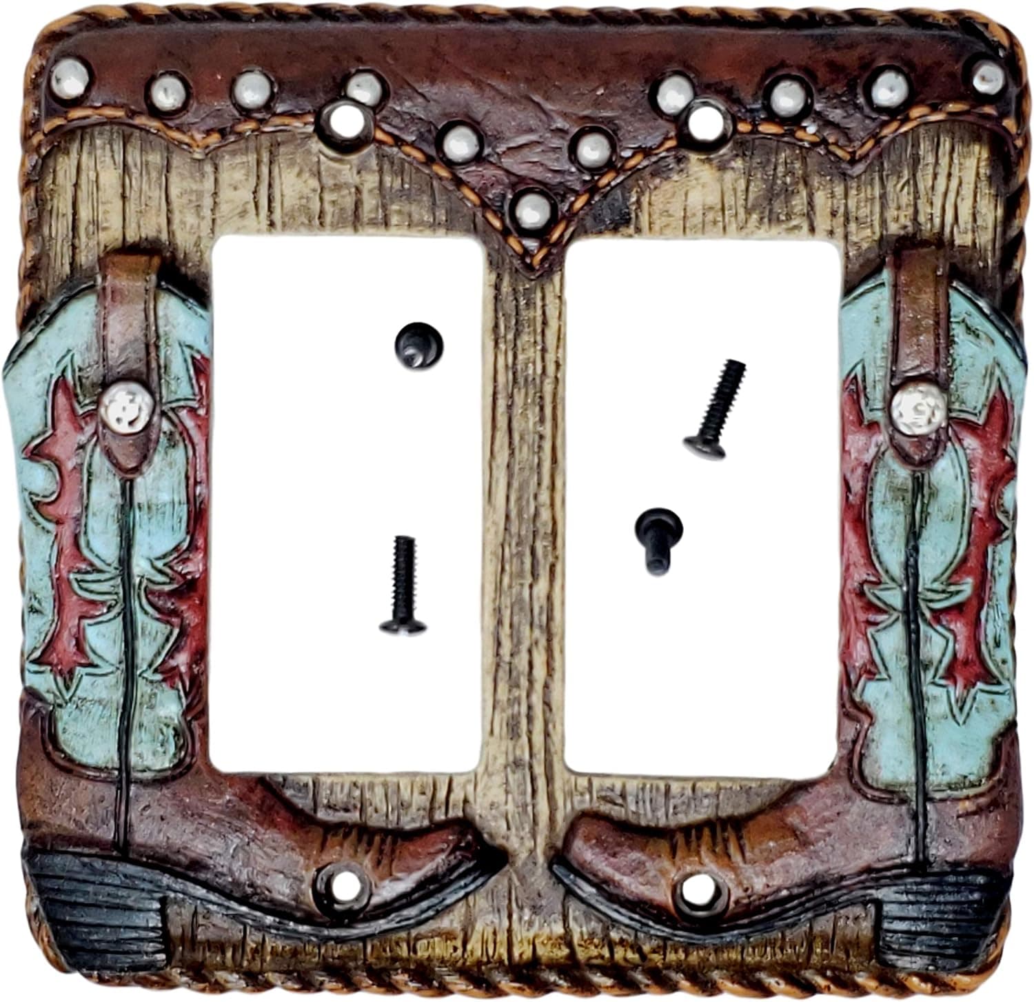 Rainbow Trading RA 4784 Western Turquoise Boot Decorative Double Rocker Plate Cover