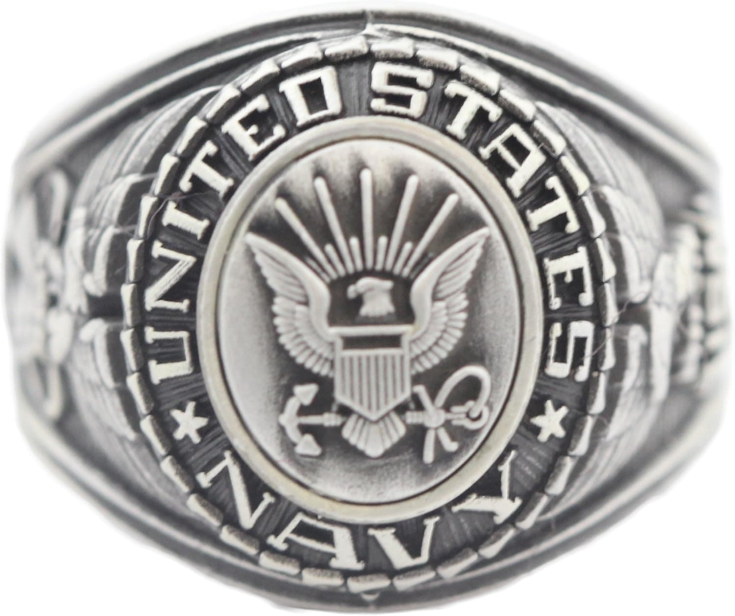 US Navy Insignia Ring - Silver Colored Navy Veteran Ring - Military Collectibles