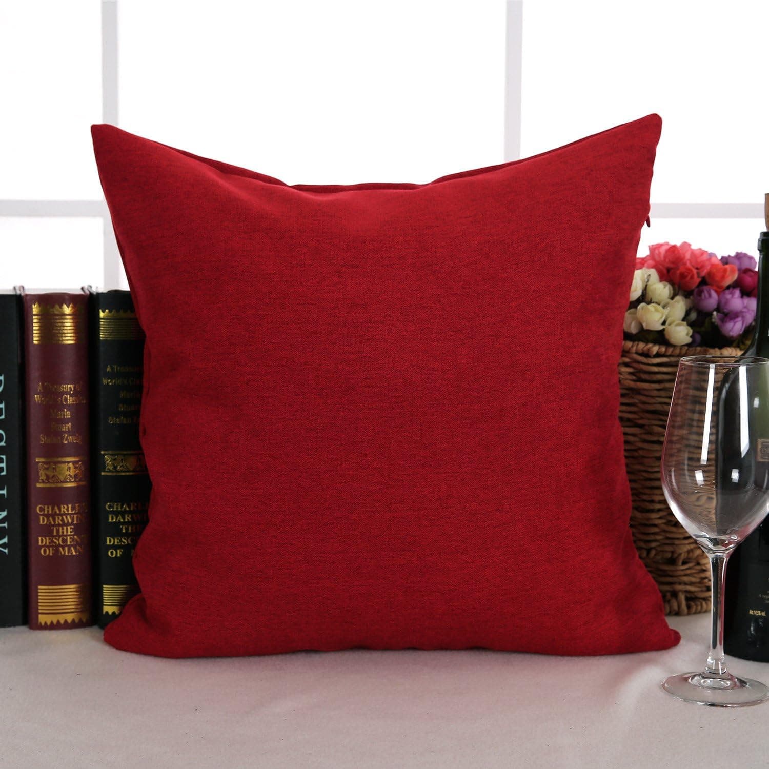 Deconovo Decorative Cushion Cover Super Soft Pillow Cases Melange Fabric Cushion Covers with Hidden Zipper Throw Pillowcases Pillow Covers for Couch 18 x 18 Inch 1 Piece (Case Only, No Insert)