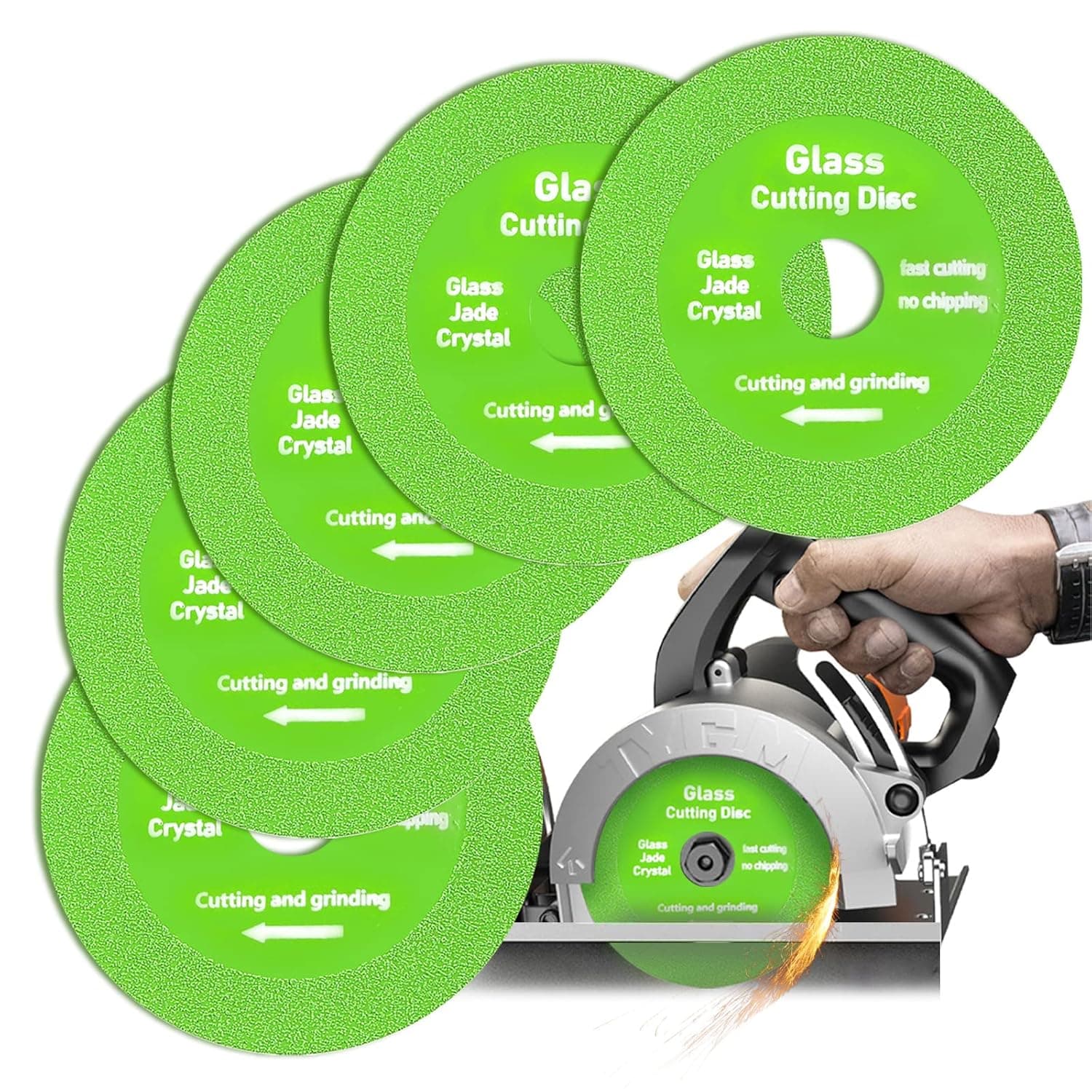 Glass Cutting Disc Pack of 5, Diamond Cutting Disc Saw Blade Suitable for 4'' Angle Grinder, Diamond Cut Off Wheels for Smooth Polished Cutting & Grinding of Glass, Jade