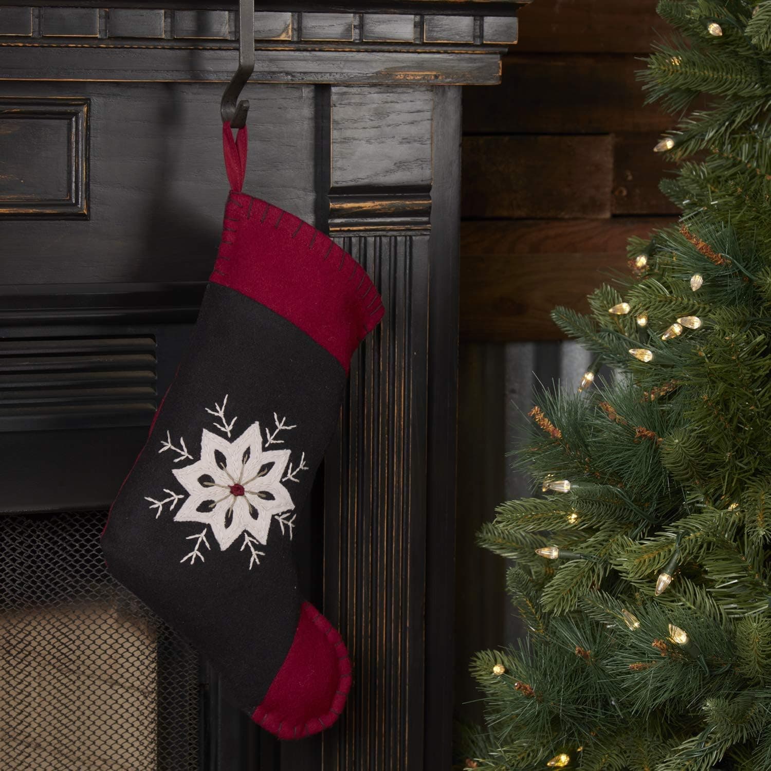 VHC Brands Christmas Snowflake Stocking, 15 x 11