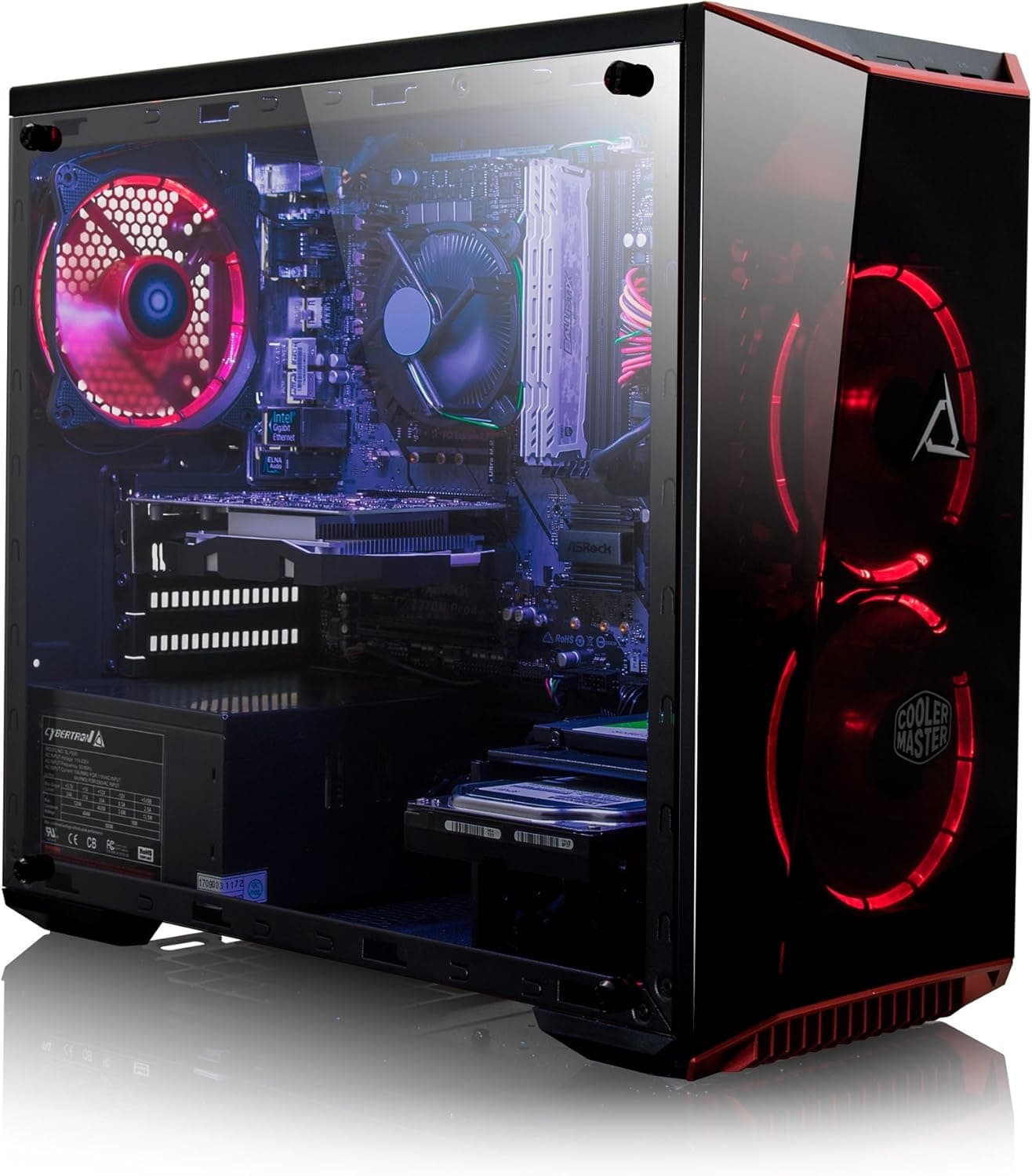 CLX Set Gaming PC – Intel i5 8400 2.8GHz 6-Core, 16GB DDR4, GeForce GTX 1050 Ti, 120GB SSD + 1TB HDD, Win 10 Home, Black/Red