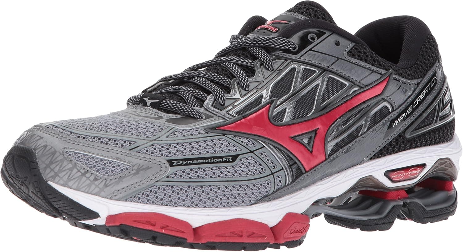 Mizuno Men's Wave Creation 19 Running Shoes, Griffin/True Red/Black, 9.5 D US