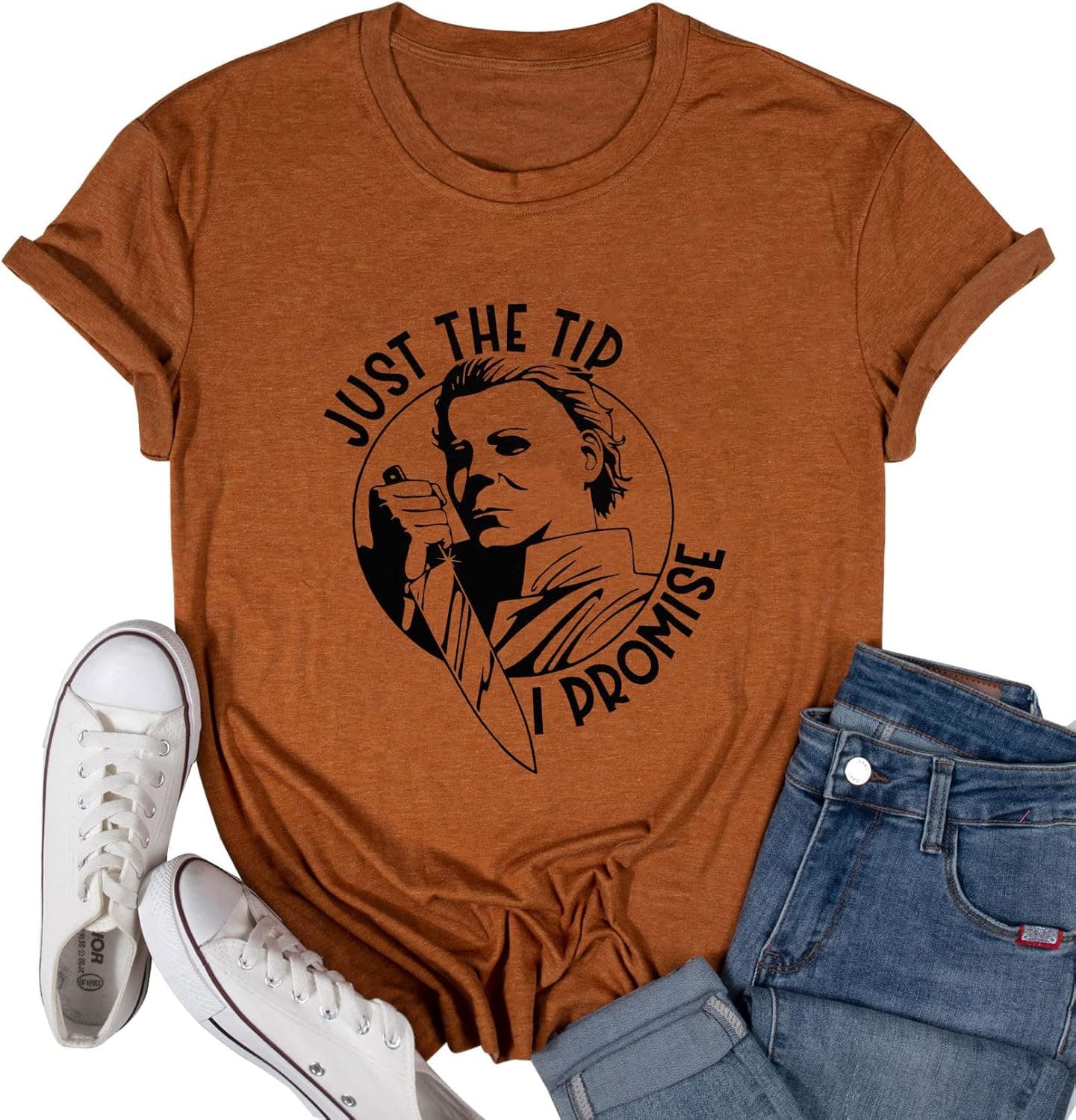 Women Halloween Shirts Horror Movie Michael Myers Graphic T-Shirt Halloween Party Tee Tops