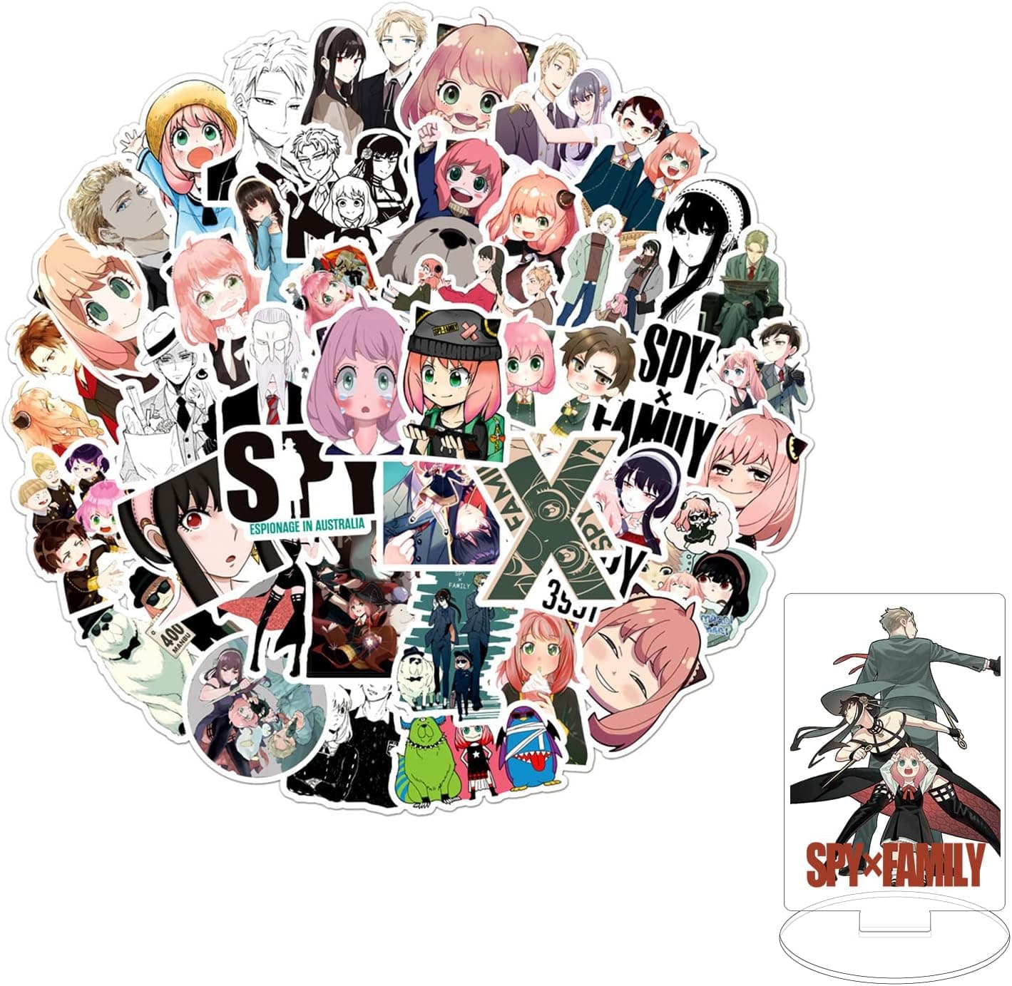 TJIUSI Anime Stickers 50PCS Waterproof Stickers and Cute Anime Standing Figure for Kids Women Men Teens Gifts 50PCS Water Bottle Laptop Skateboard Computer Phone Stickers