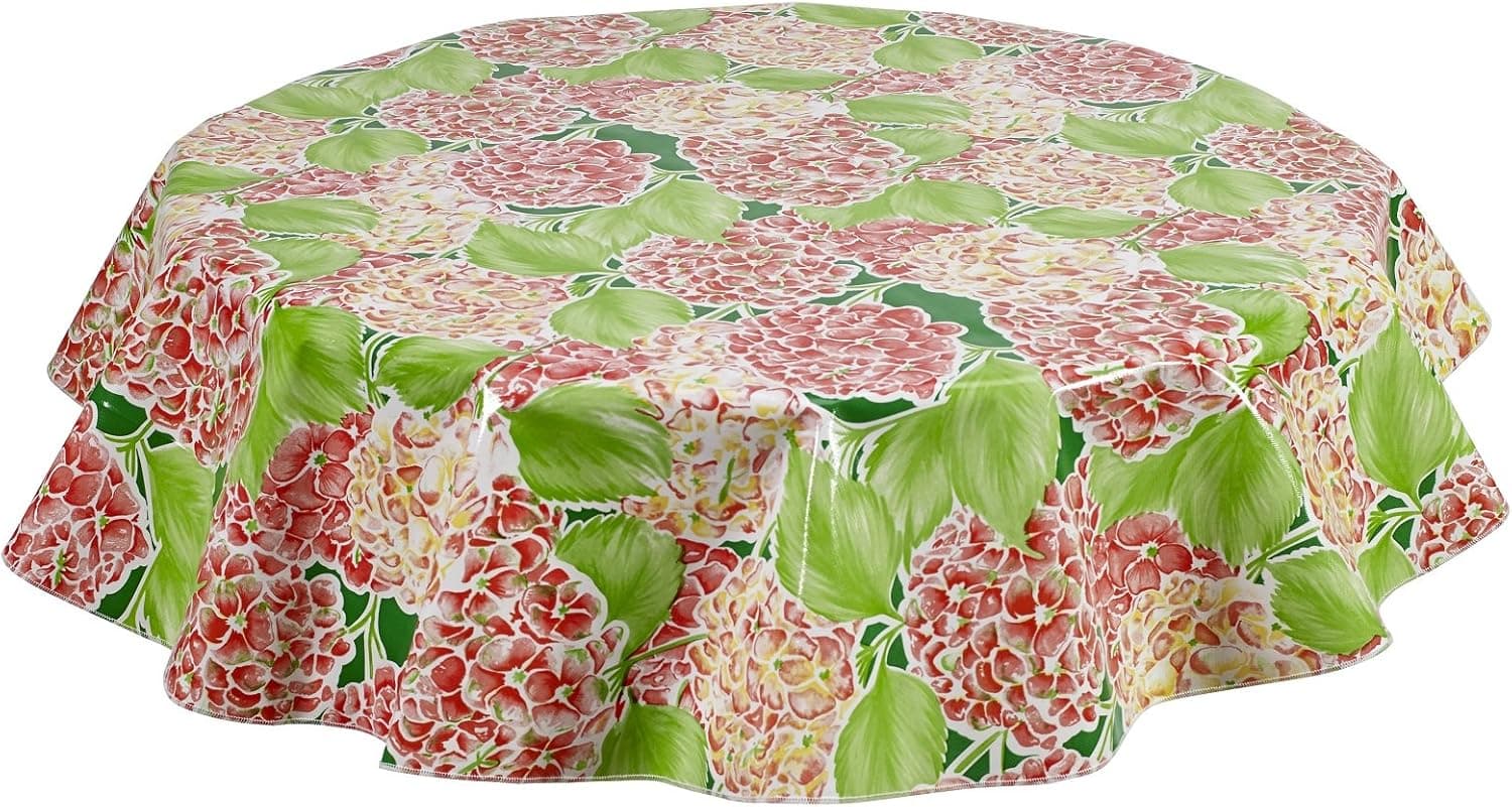 Freckled Sage Genuine Oilcloth Products 47" Round Tablecloth in Hydrangea, Green