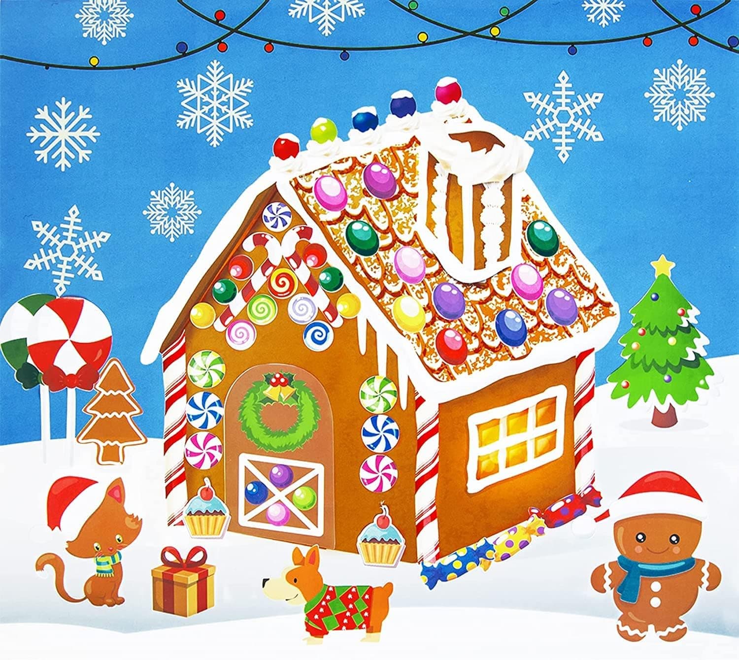 Make-A-Gingerbread House Stickers for Kids, 26 Pack Christmas Gingerbread Craft Stickers for Xmas Party Favor, Toddlers Craft Paper Game Supplies 13 Finished Products