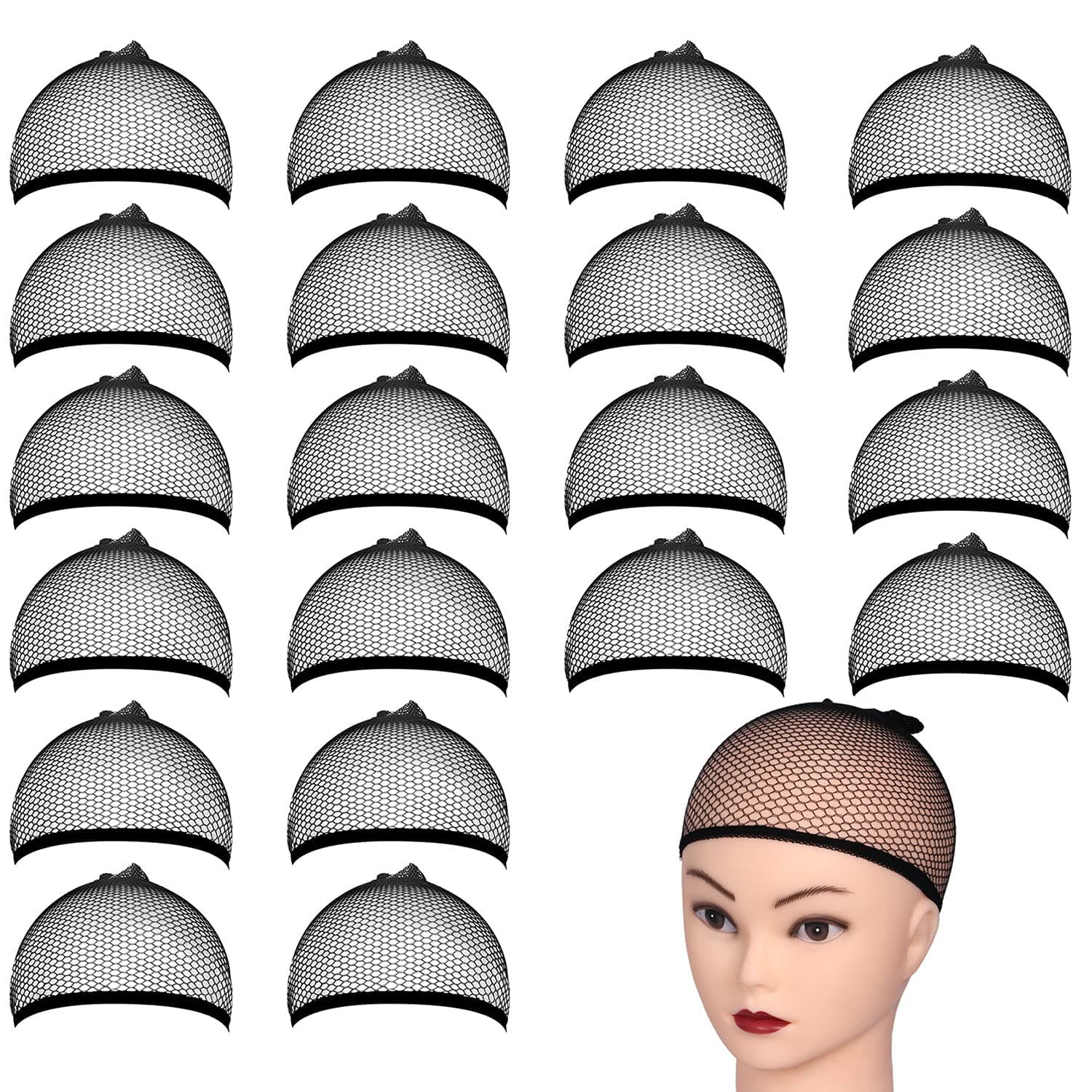 Wig Cap 20pcs Wig Caps for Lace Front Wig,Black Mesh Wig Cap Net Closed End Hair Mesh Net Wig Caps for Women,Man