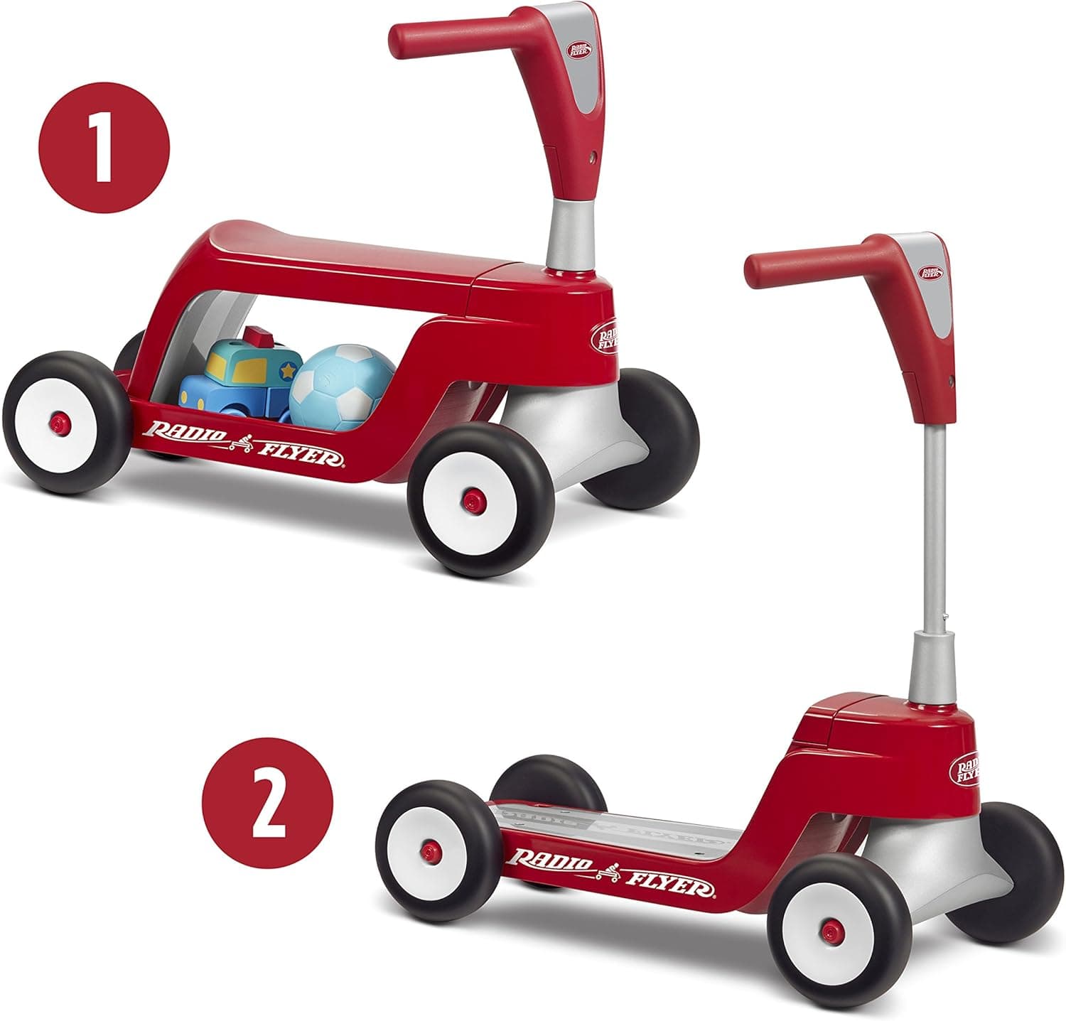 Radio Flyer Scoot 2 Scooter, Toddler Scooter or Ride On, For Ages 1-4, Red Ride On Toy