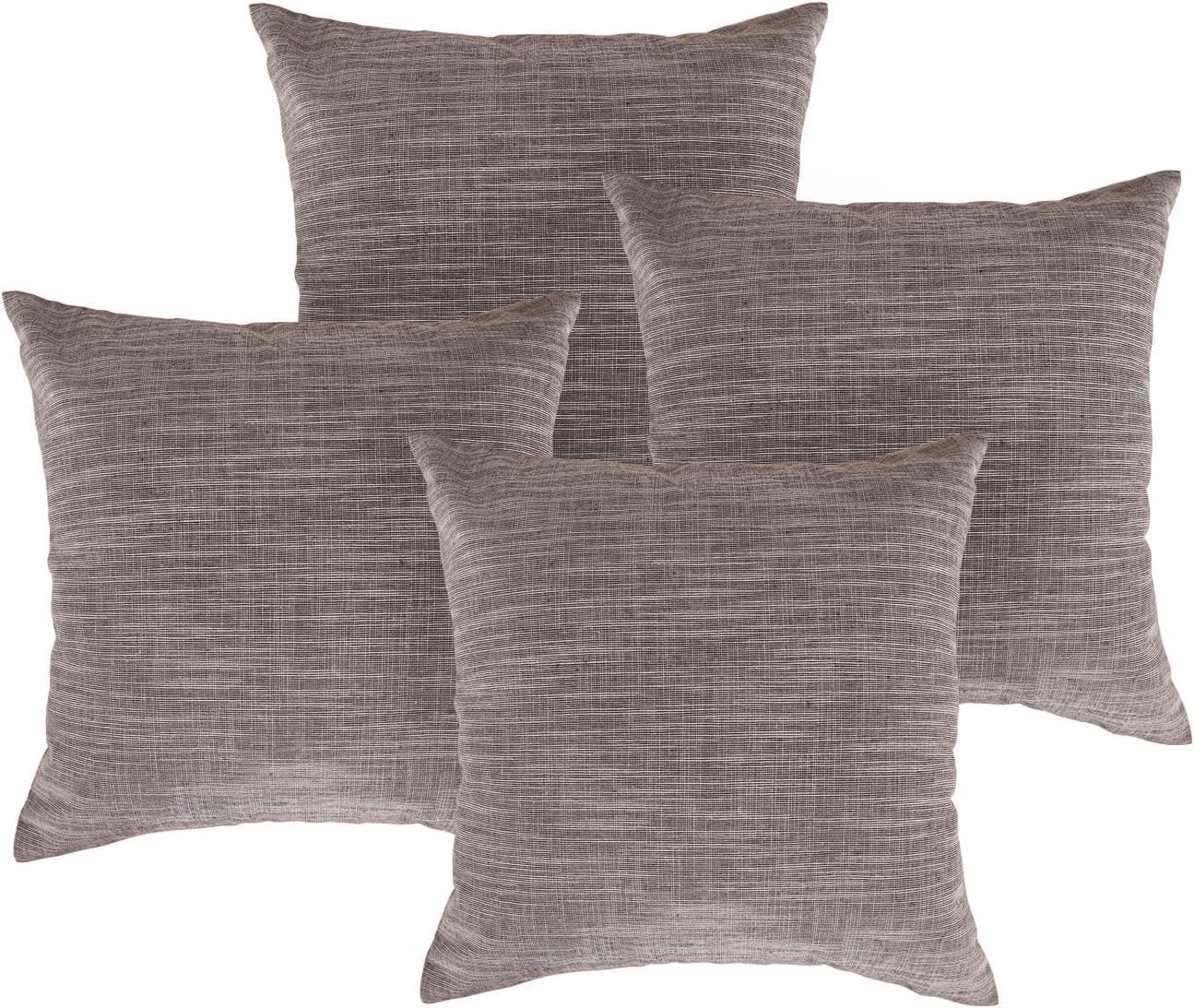 Deconovo Toss Pillow Covers Cotton Cushion Cases for Chair Brown and White Melange, 18x18 Inch, Brown-4pcs