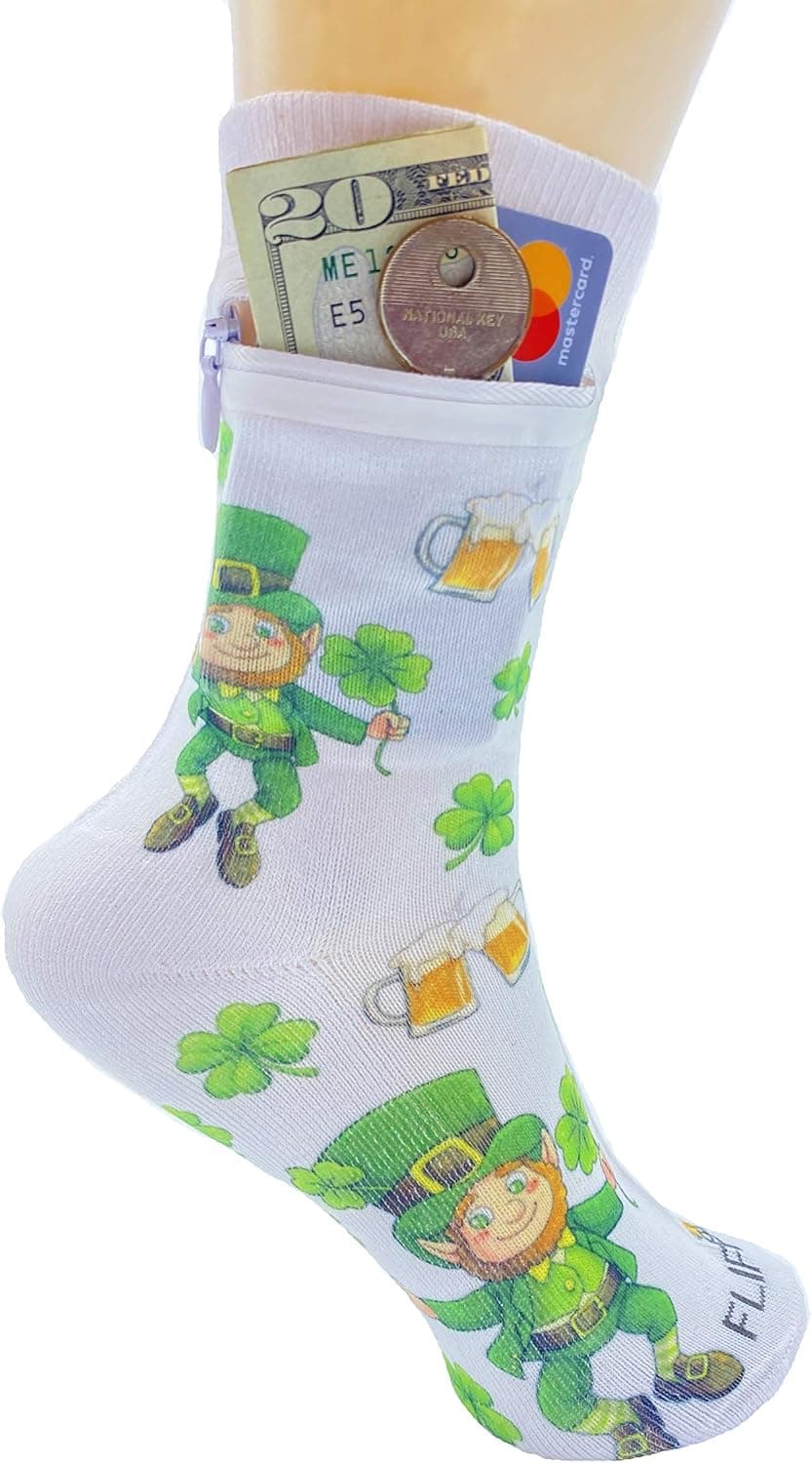 Flippysox Zipper Sock Wallet - Cotton/Polyester - Fits shoe size 6-13