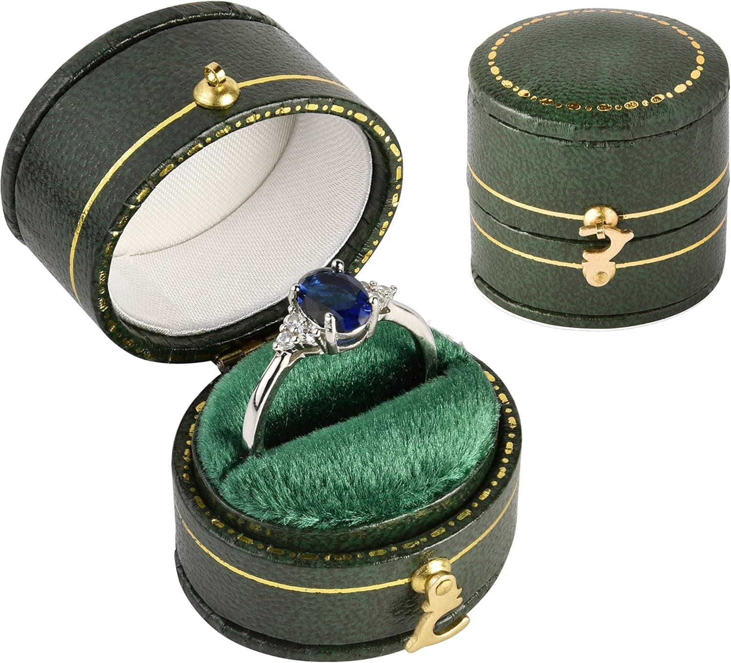 TAIMY Vintage Ring Box Classical Victorian Style Decor Mini Jewelry Box, Handcrafted Antique Ring Box Dresser Tabletop Bedroom Decoration Pocket Size Small Keepsake Box(Oval, Green)