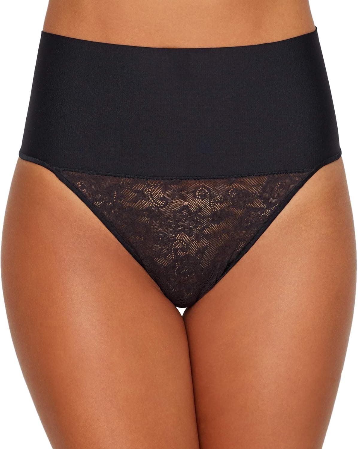 Maidenform womens Tame Your Tummy Lace Thong Panties, Firm Control Shapewear Thong, Cool Comfort