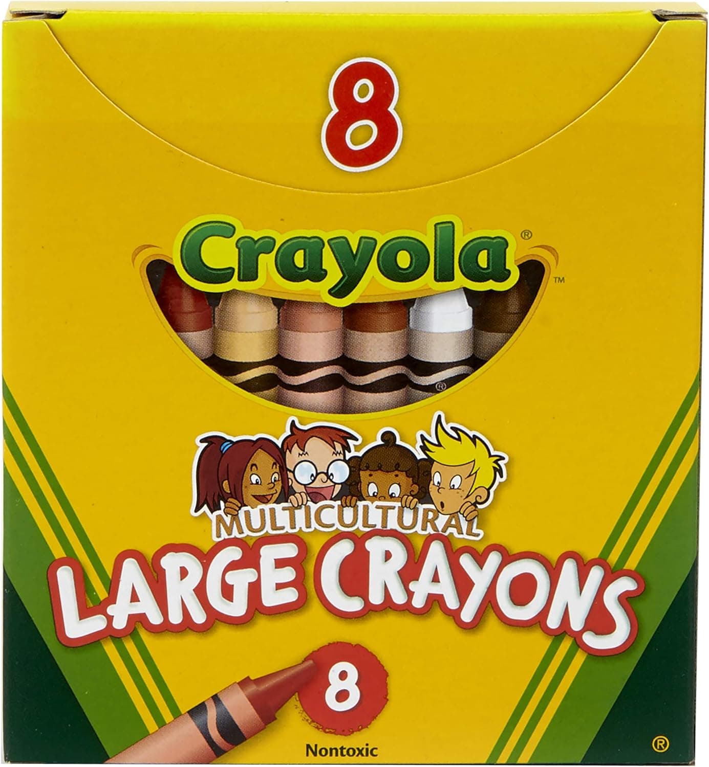 Crayola Multi-Cultural Crayons, Large, 7/16 x 4 Inches, Assorted Skin Tone Colors, Pack of 8