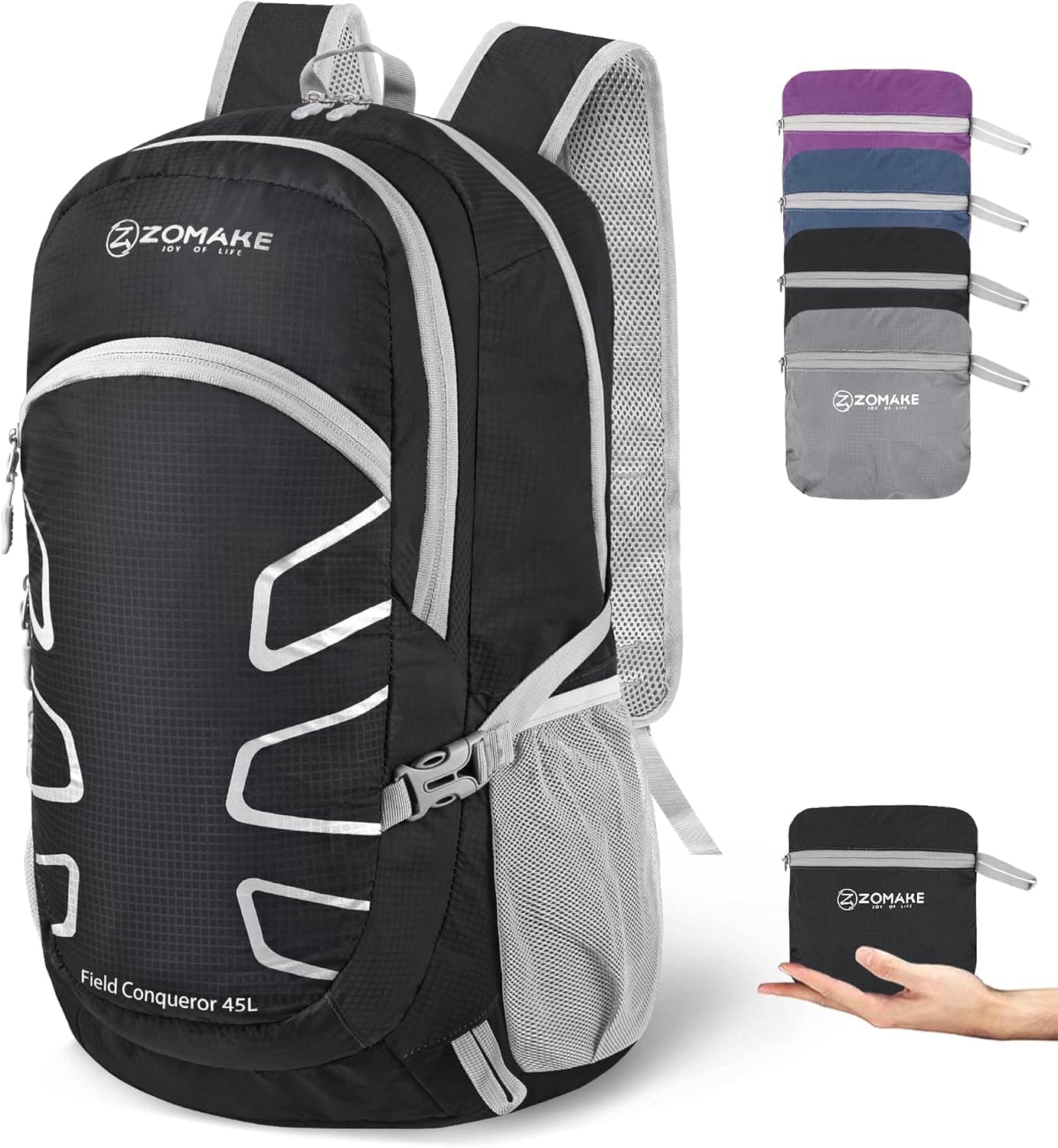 ZOMAKE 30/35/45L Lightweight Packable Backpack - Foldable Hiking Backpacks Water Resistant Large Folding Daypack for Travel