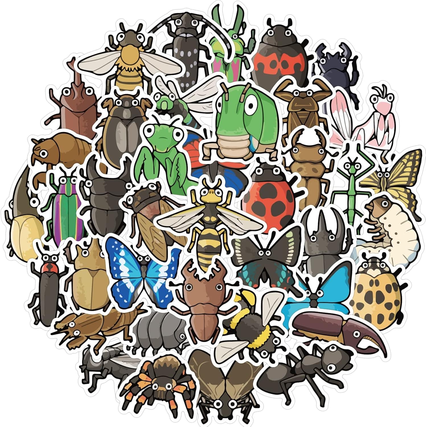 Loulan Realistic Bug Stickers for Kids,40PCS/Pack Aesthetic Ladybug Stickers Vinyl Waterproof Insect Stickers for Water Bottles Laptop Skateboard Scrapbooking Computer Phone