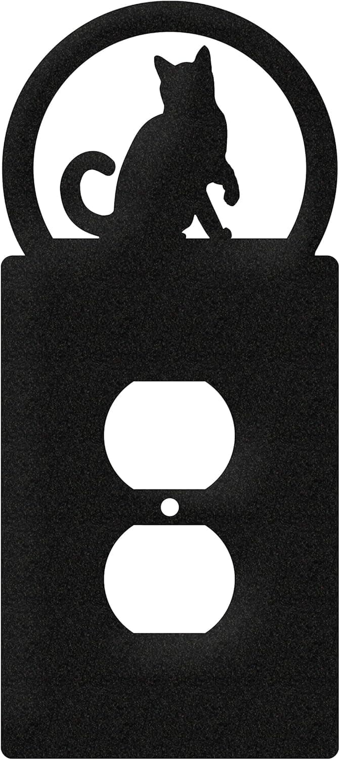 SWEN Products Cat Wall Plate Cover (Single Outlet, Black)