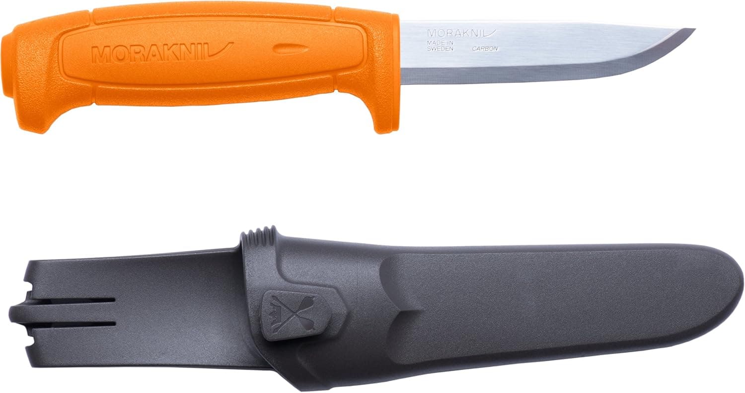 Morakniv Craftline Basic 511 High Carbon Steel Fixed Blade Utility Knife and Combi-Sheath, 3.6-Inch Blade