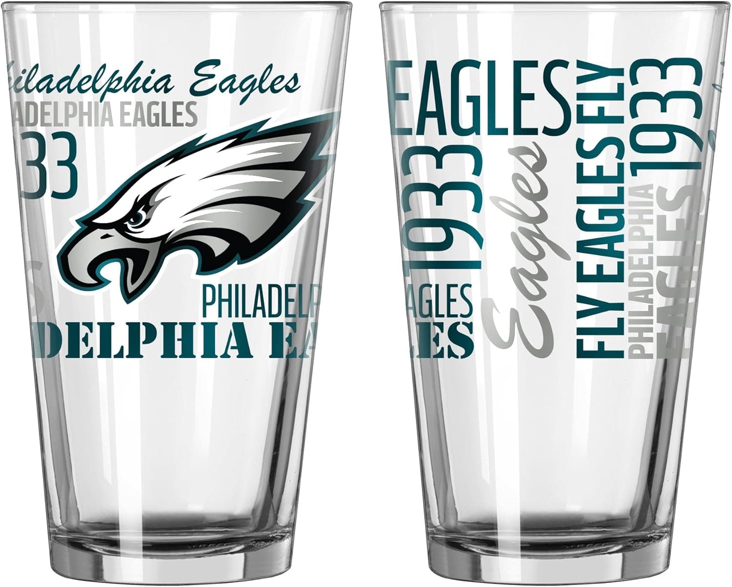 NFL Spirit Pint Glass, 16-ounce, 2-Pack