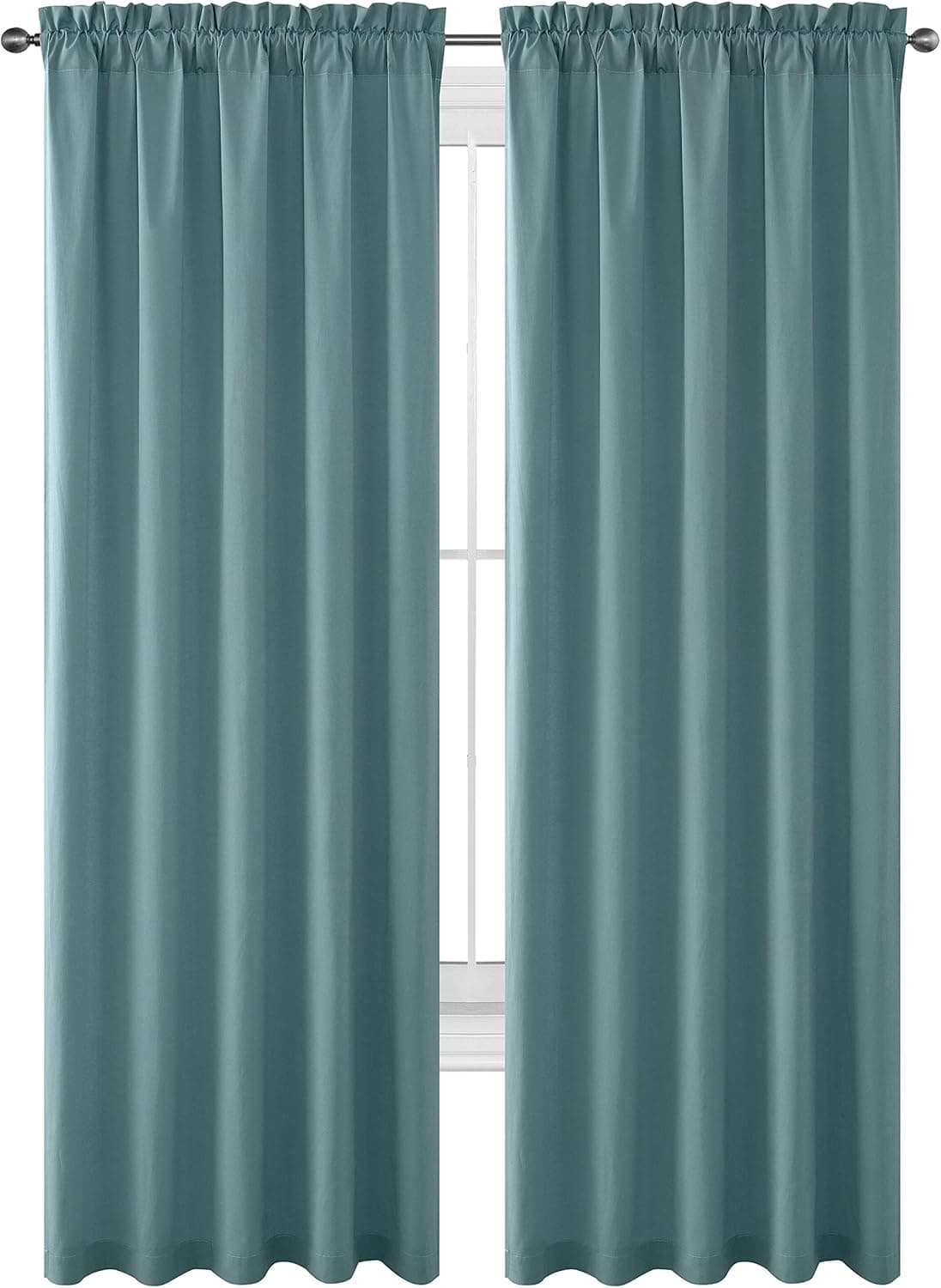 Nice Home Privacy Curtains for Livingroom Room Darkening Cotton Like Textured Window Treatment Set Rod Pocket (52" x 96")