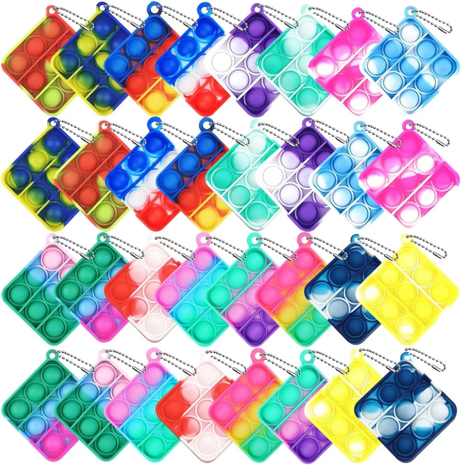 Hignut 32 Pcs Mini Its Pop Fidget Toys Pack,Party Favors Bulk for Kids ,Push Bubble Pop Desk Toy，Popits Sensory Fidget Keychain Poppers,Anxiety Stress Relief Simple Hand Toys(32Pcs)