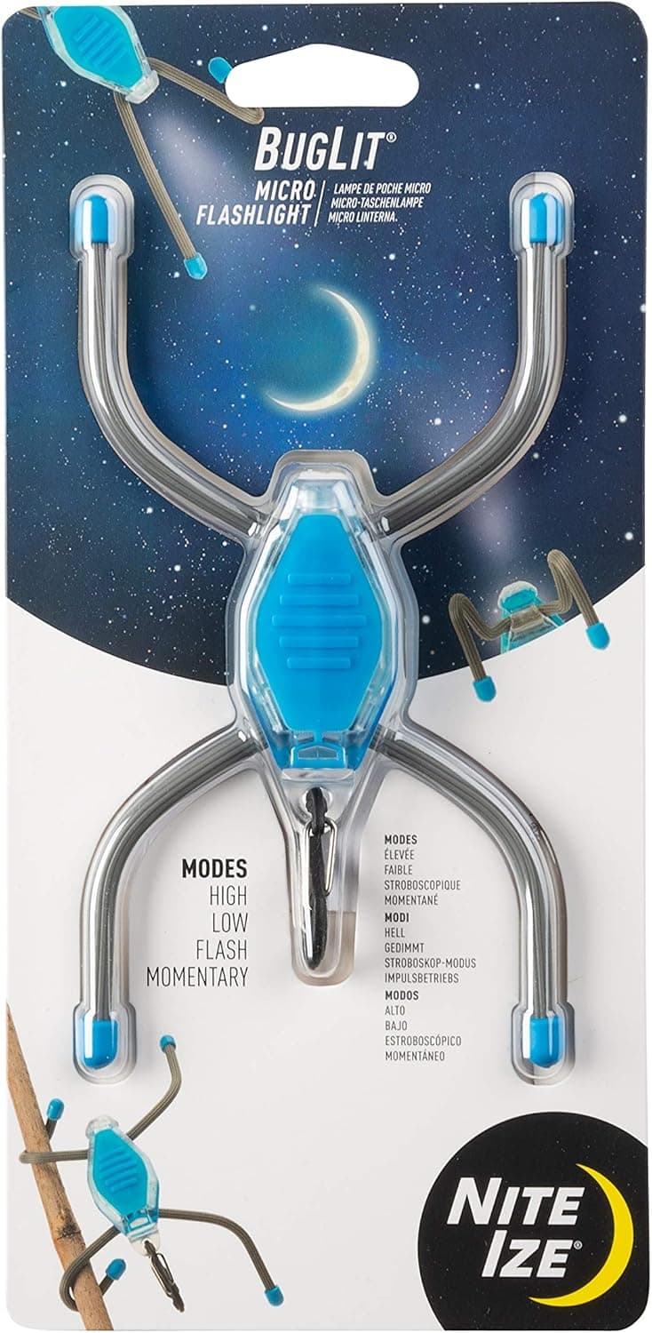 Nite Ize BGT02-38-R7 BugLit Micro Flashlight Standing or Hanging Task Light, Bright Blue