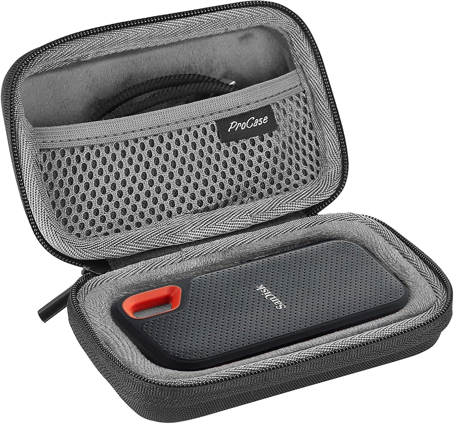 ProCase Hard Travel Case for SanDisk 250GB/ 500GB/ 1TB/ 2TB Extreme Portable SSD, SDSSDE60-500G-G25 Shockproof EVA Hard Shell Carrying Case Storage Bag -Black