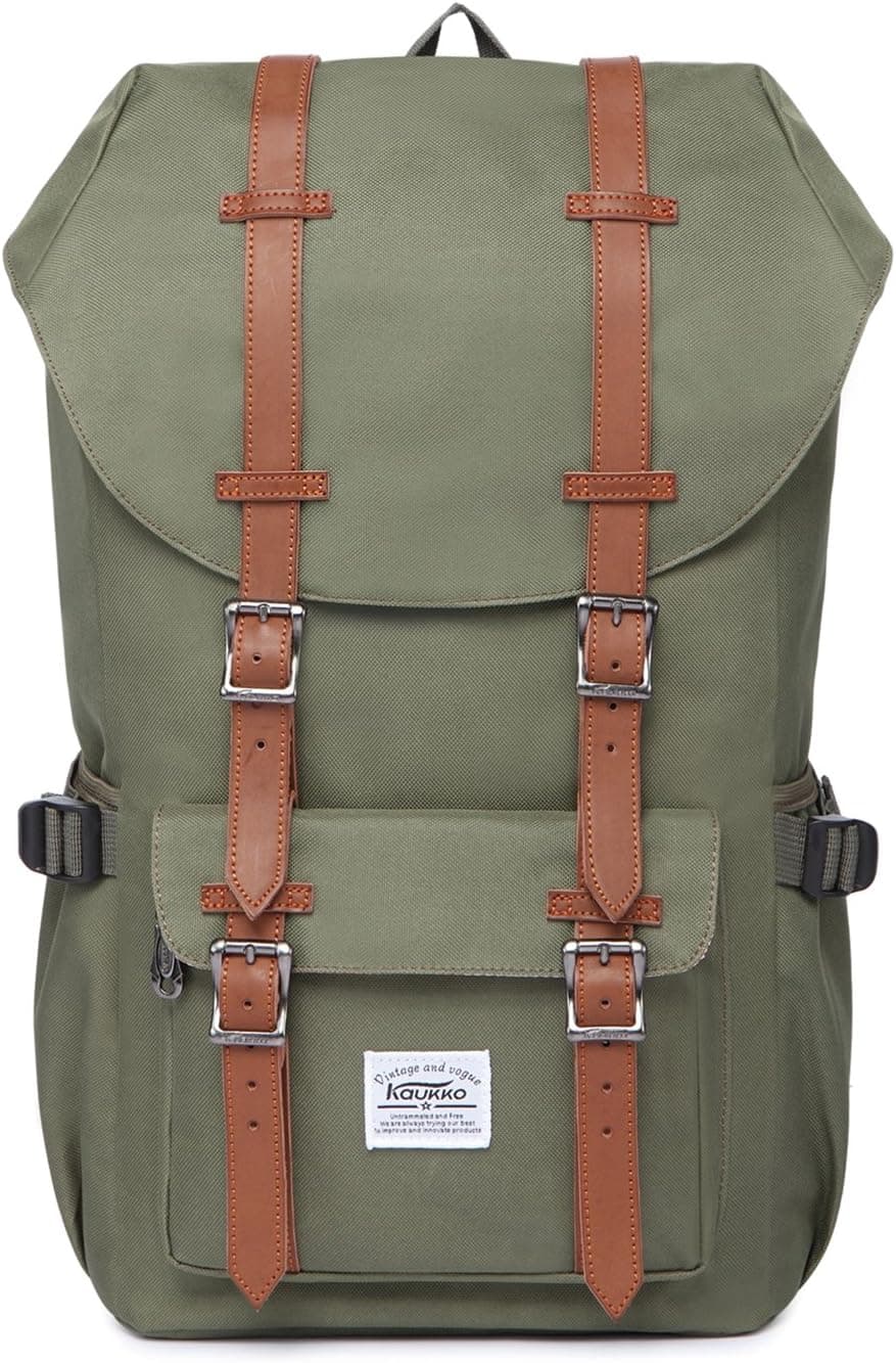 KAUKKO Travel Laptop Backpack, Outdoor Rucksack, School backpack Fits 15.6"(Nylon Green)