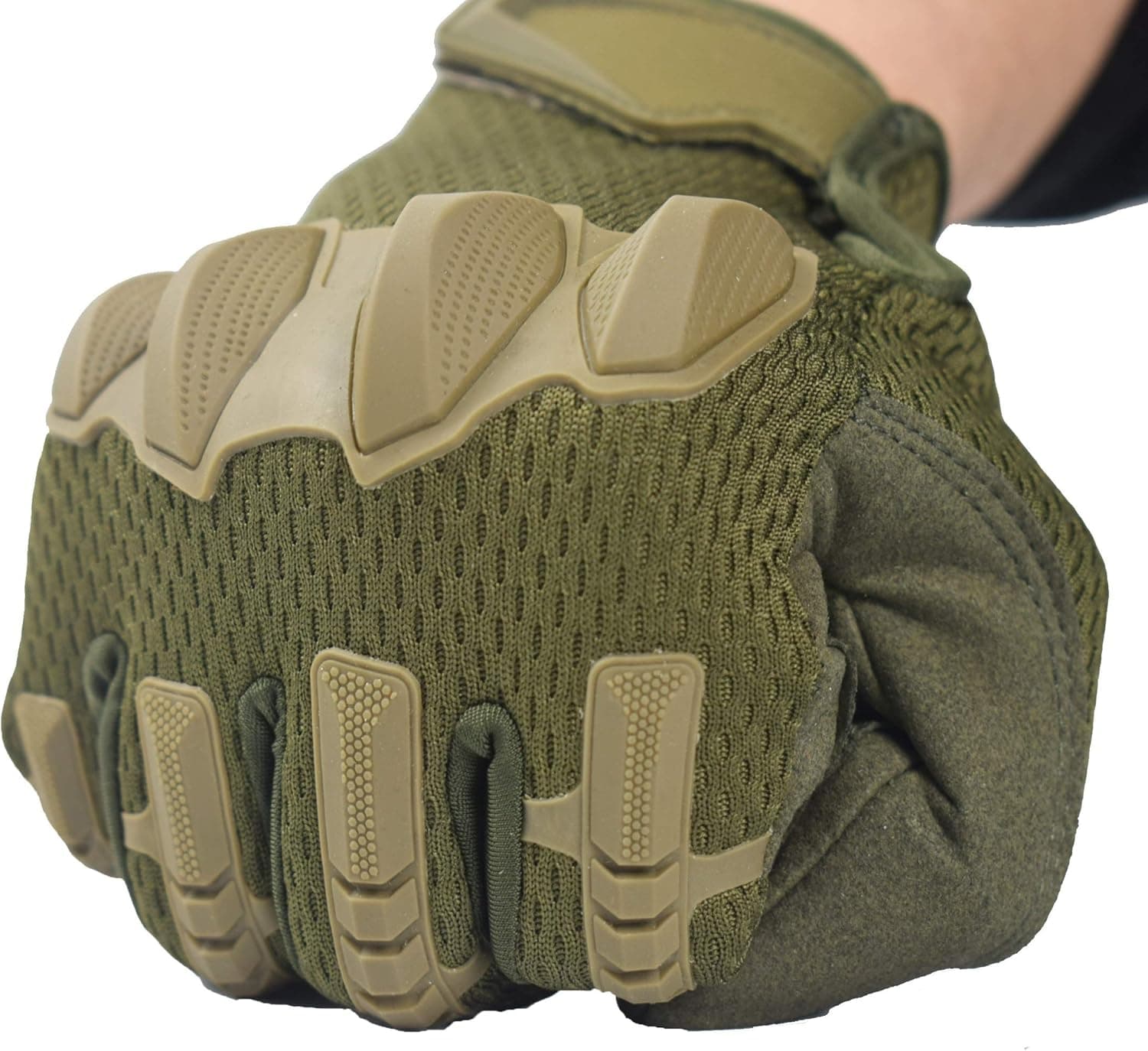 Tactical Gloves Military Army Police Combat Airsoft Shooting Paintball Hunting Full Finger Cut-Resistant Water-Resistant Shockproof (Green, M)