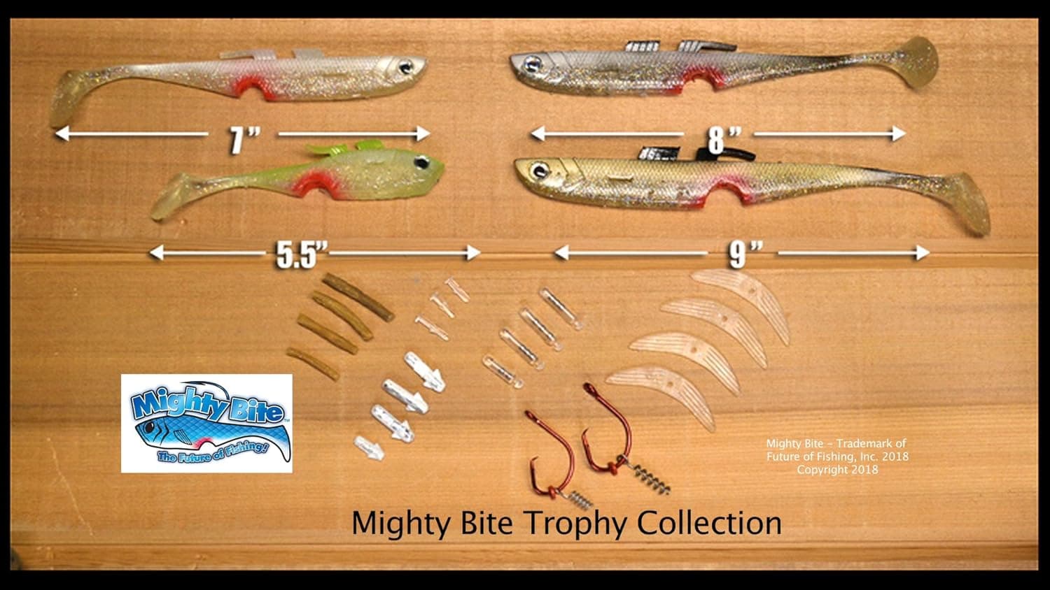 Might Bite Trophy Collection Kit - Large Lures for Big Fish! 5.5", 7", 8" 9" The bigest Lures we Make!