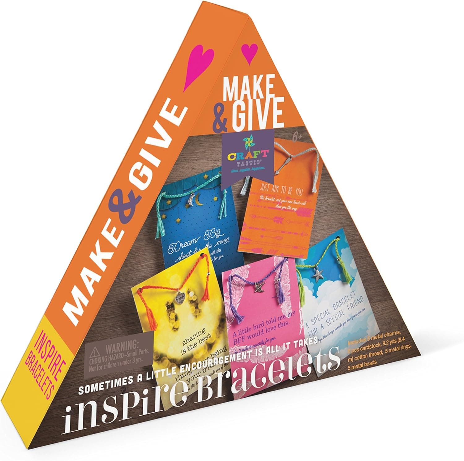 Craft-tastic Make and Give Inspire Bracelets – Craft Kit Makes 5 Charm Bracelets to Personalize & Share