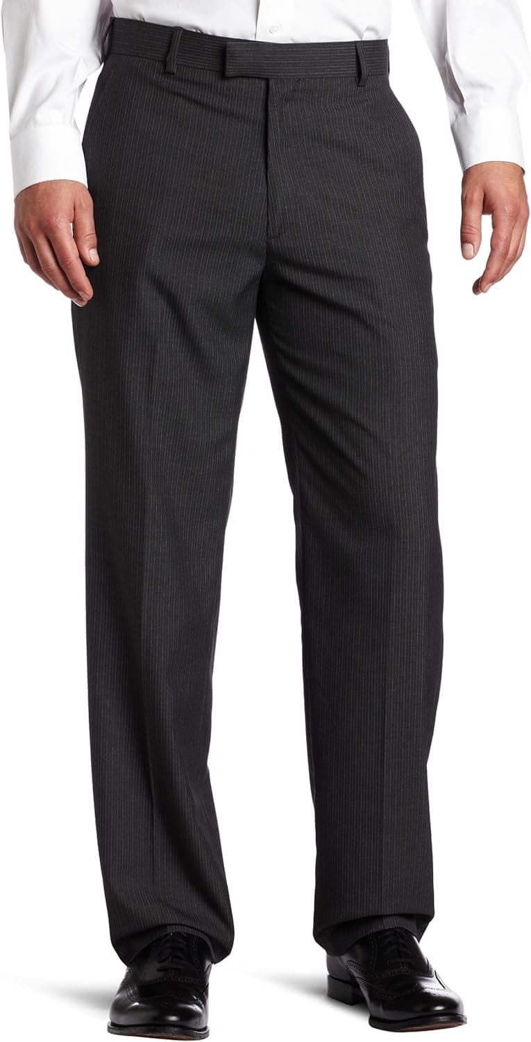 Haggar Men's Textured-Pinstripe Tailored-Fit Plain-Front Suit Separate Pant