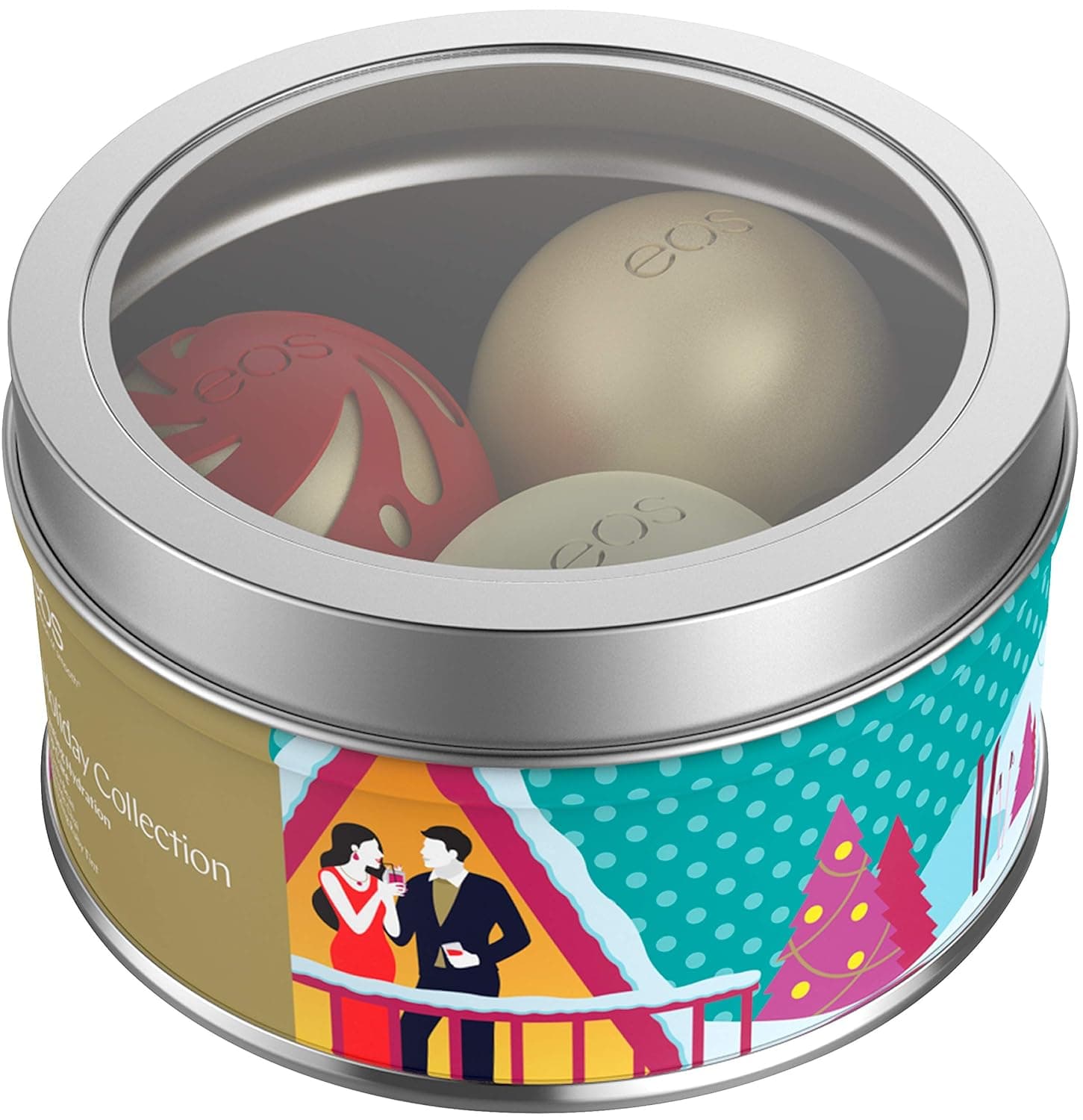EOS Limited Edition Holiday 2018 Lip Balm Set of 3 - First Snow, Fireside Chai, Pomegranate Raspberry